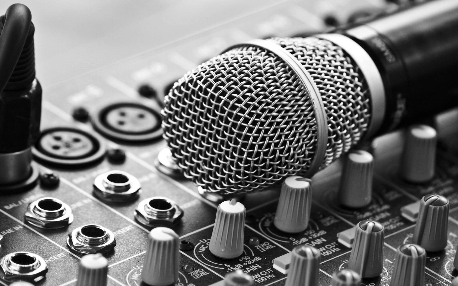Wallpapers monochrome microphone wallpaper microphone on the desktop