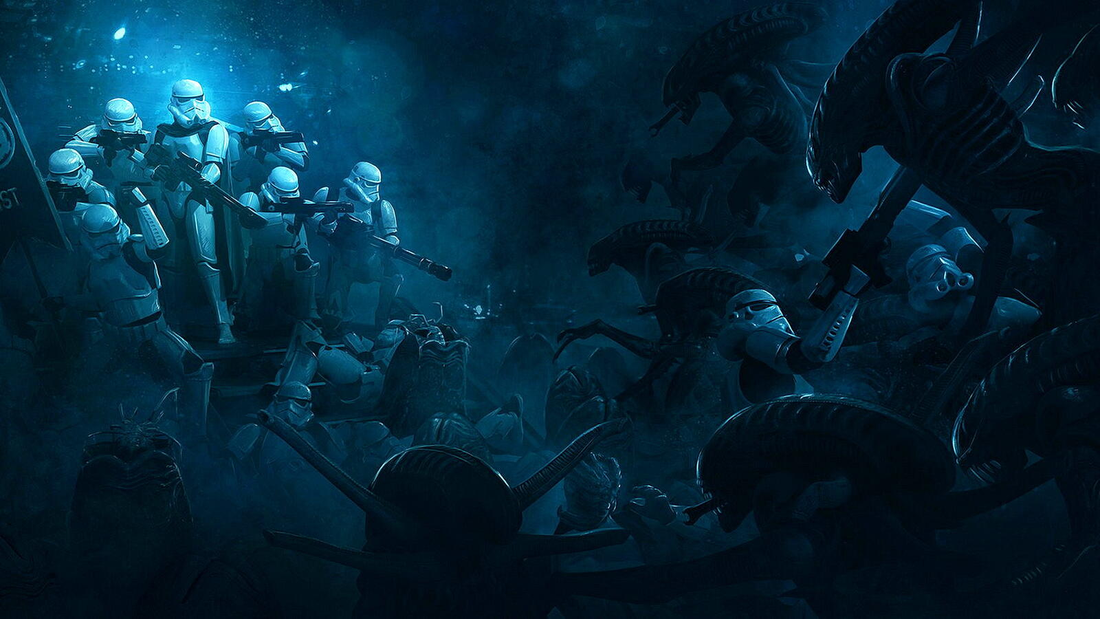 Free photo Aliens vs. Stormtroopers