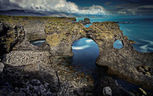 Stone ruins by the sea