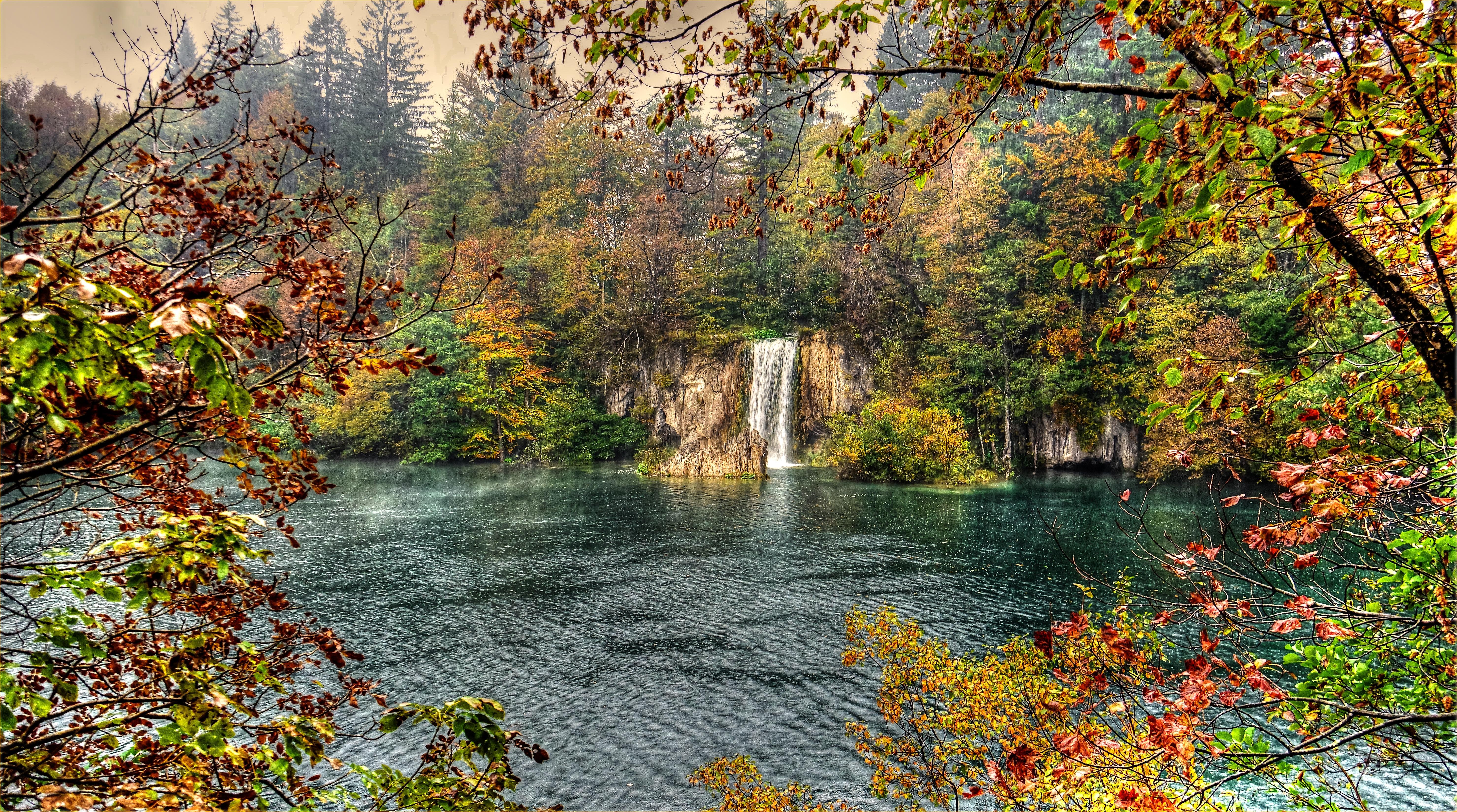 Wallpapers Plitvice Lakes Croatian National Park pond landscape on the desktop
