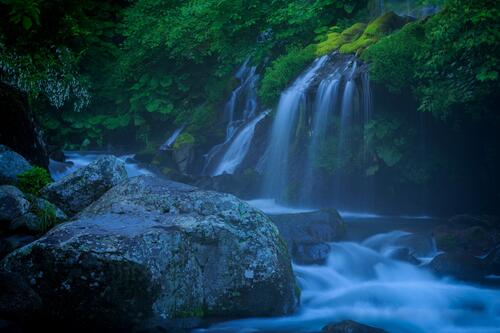Free blue waterfall, rocks best photos