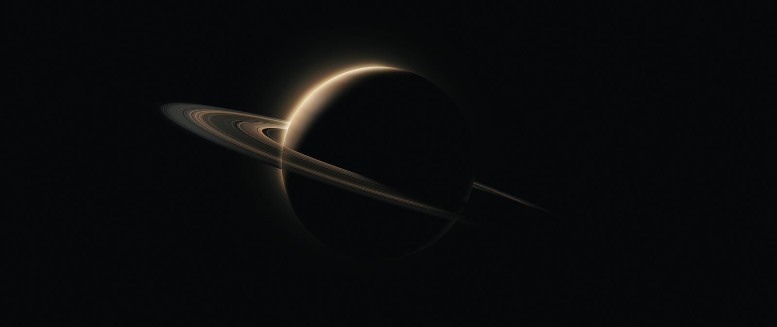 桌面上的壁纸行星 黑影 土星环