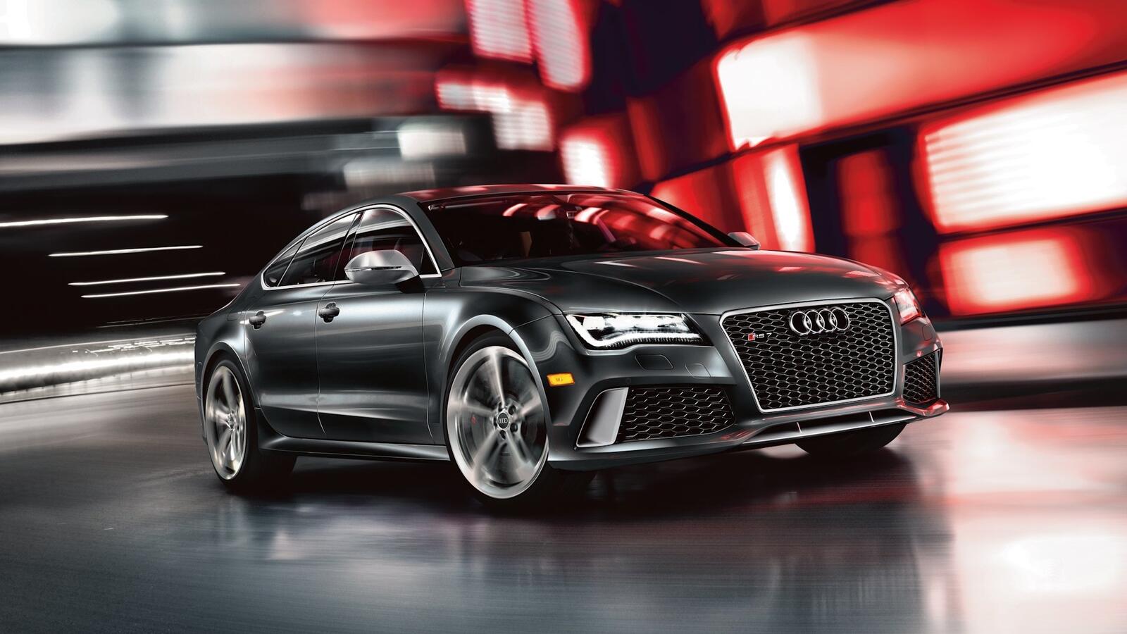 Wallpapers audi rs7 black side view on the desktop