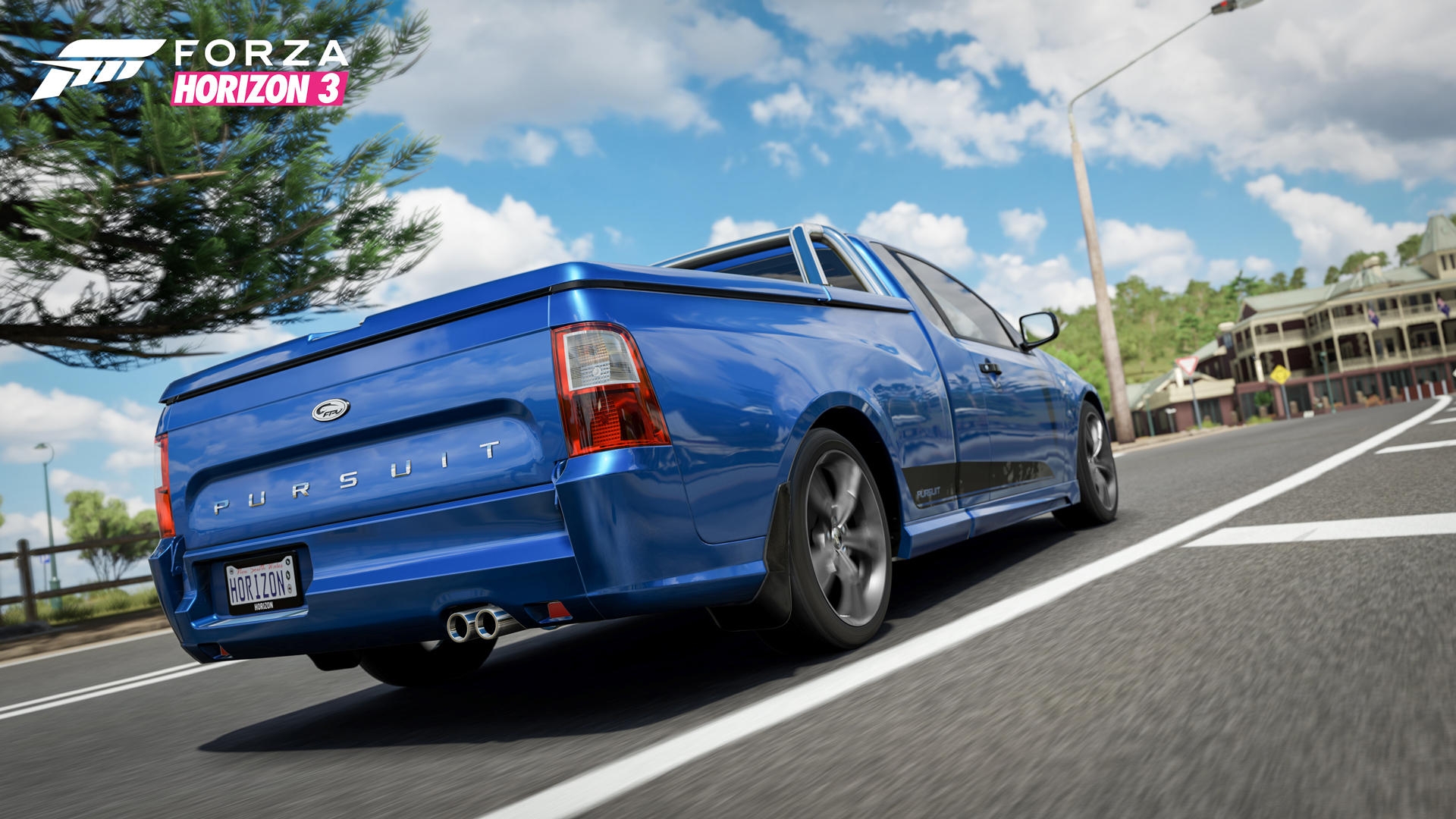 Blue pickup truck in the game forza horizon 3