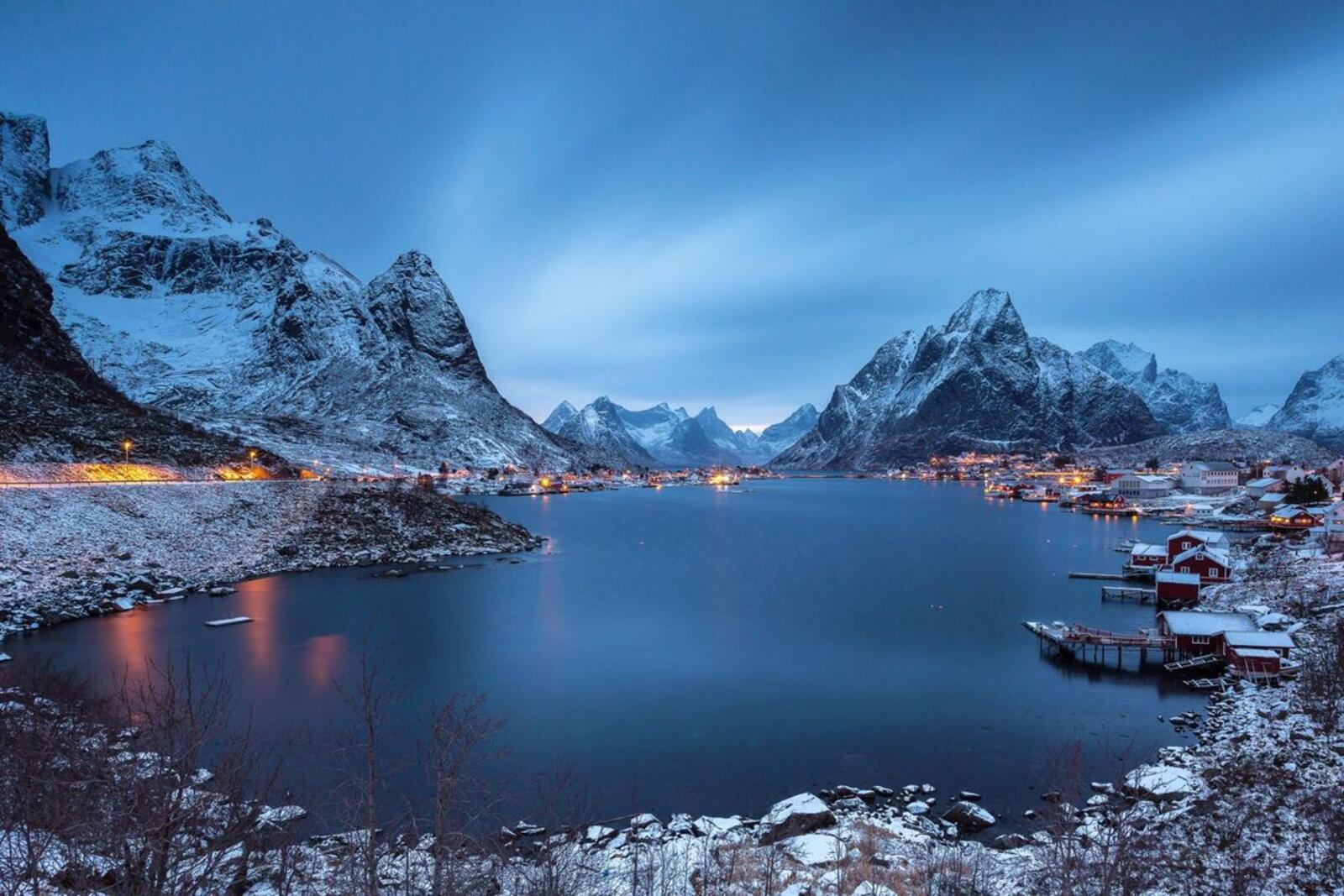Обои Норвегия Лофотенские острова вечер на рабочий стол