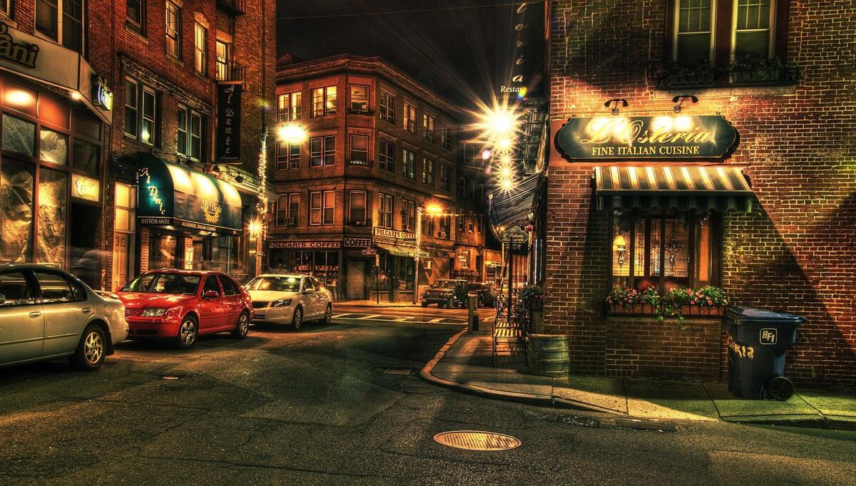Вечерняя улица в Бостоне
