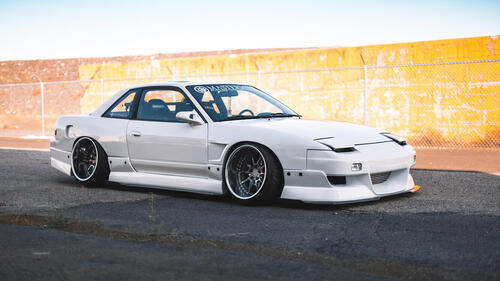 White nissan silvia on the stance.