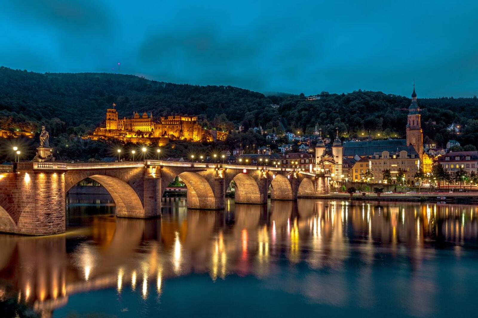 Обои Heidelberg замок ночной город на рабочий стол