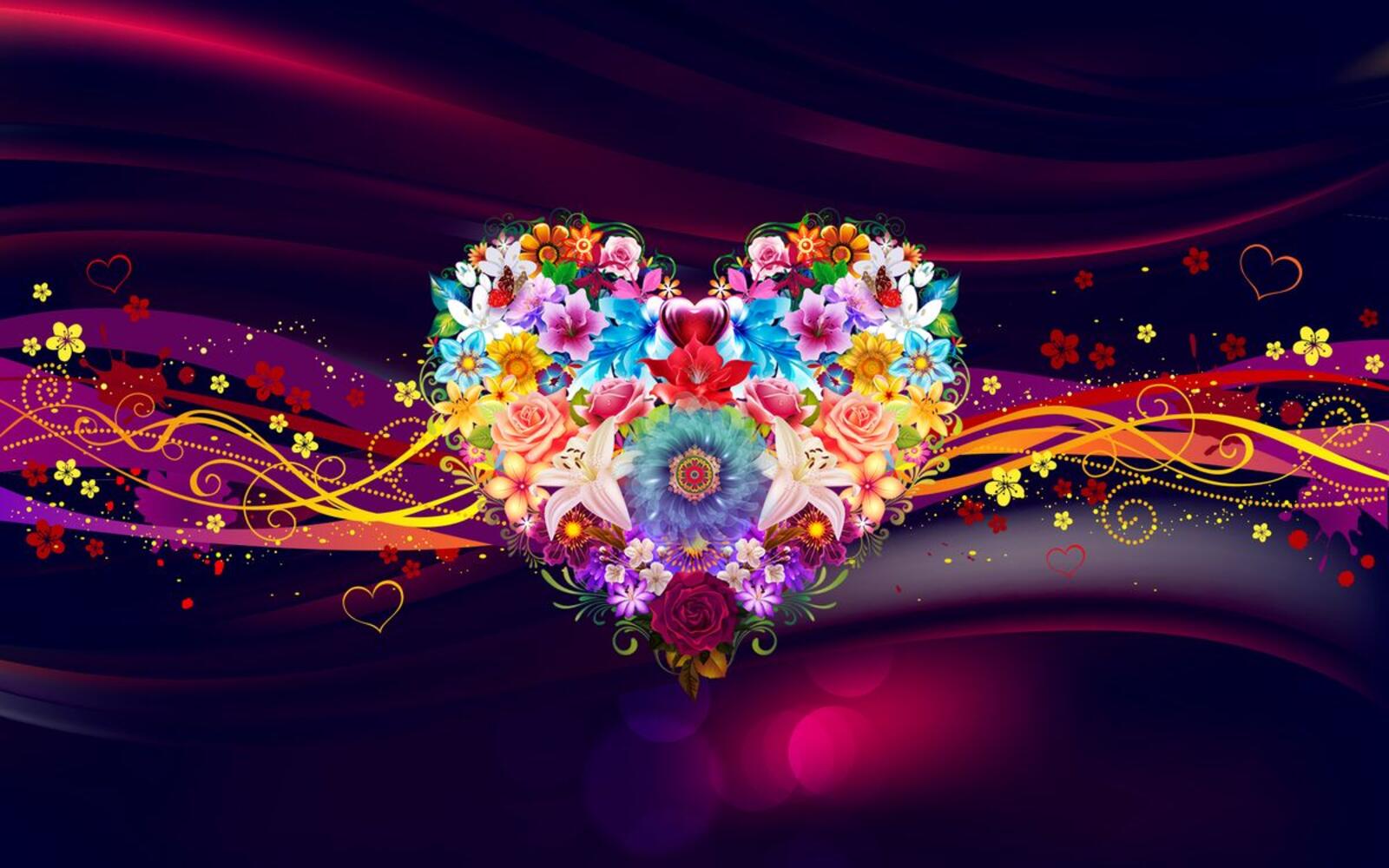Wallpapers heart flowers abstraction on the desktop