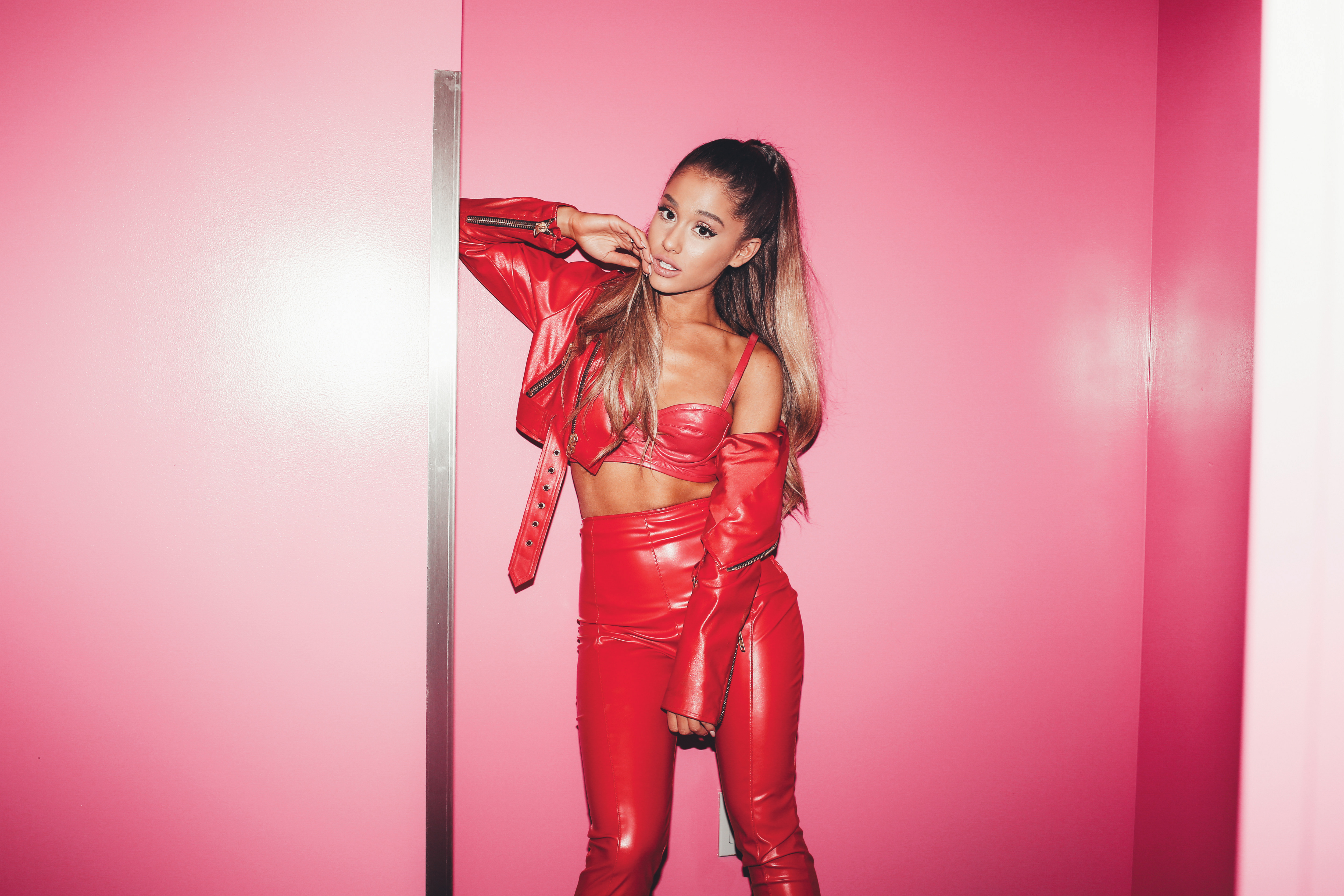 Wallpapers Ariana Grande red suit celeb on the desktop