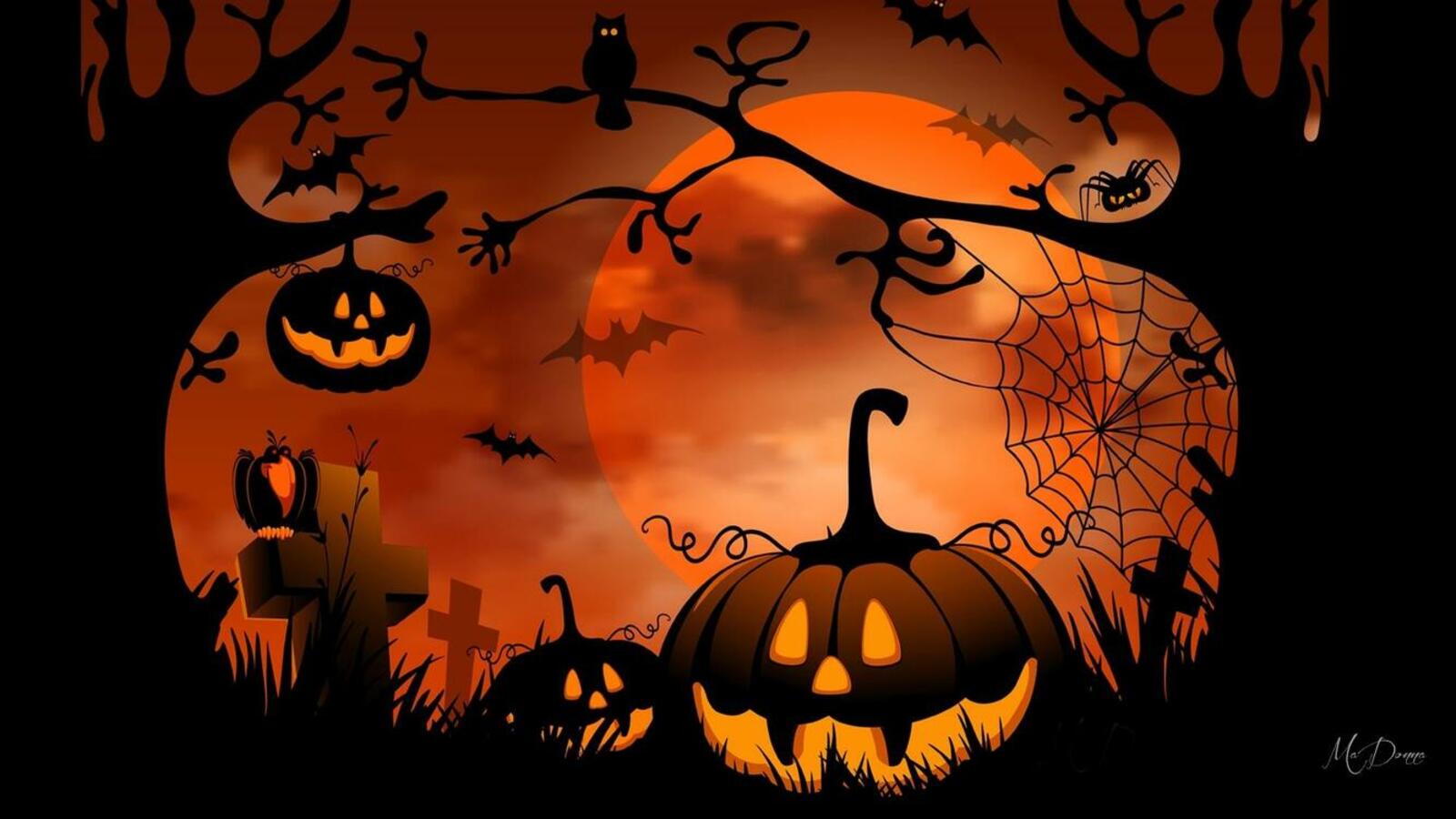 Wallpapers Halloween holiday silhouette on the desktop