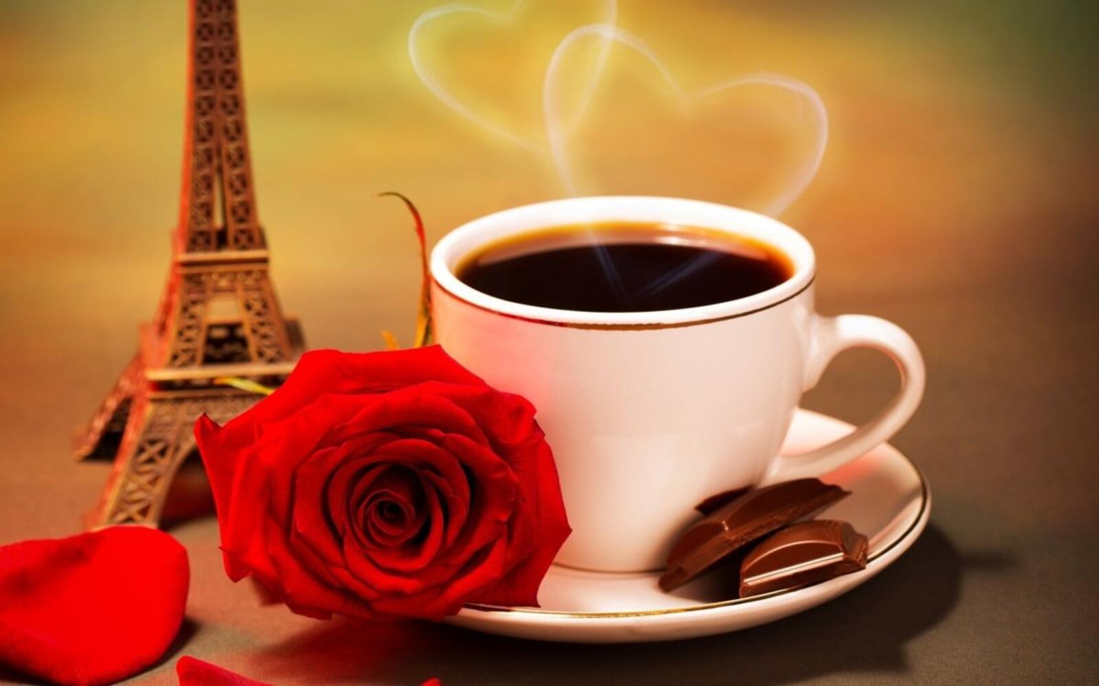桌面上的壁纸咖啡 巧克力 玫瑰