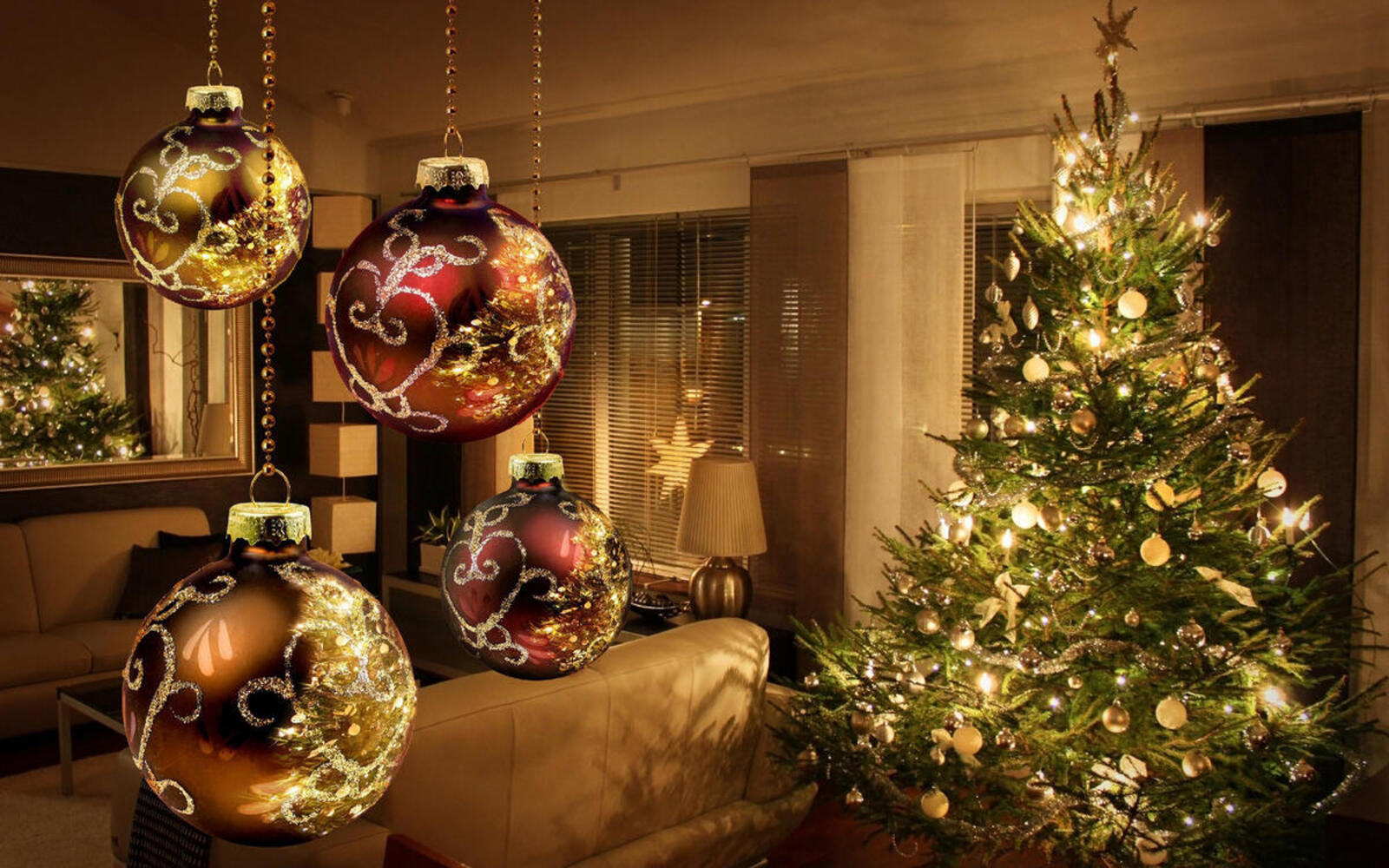Обои новогодние шарики новогодняя елка рождественская елка на рабочий стол