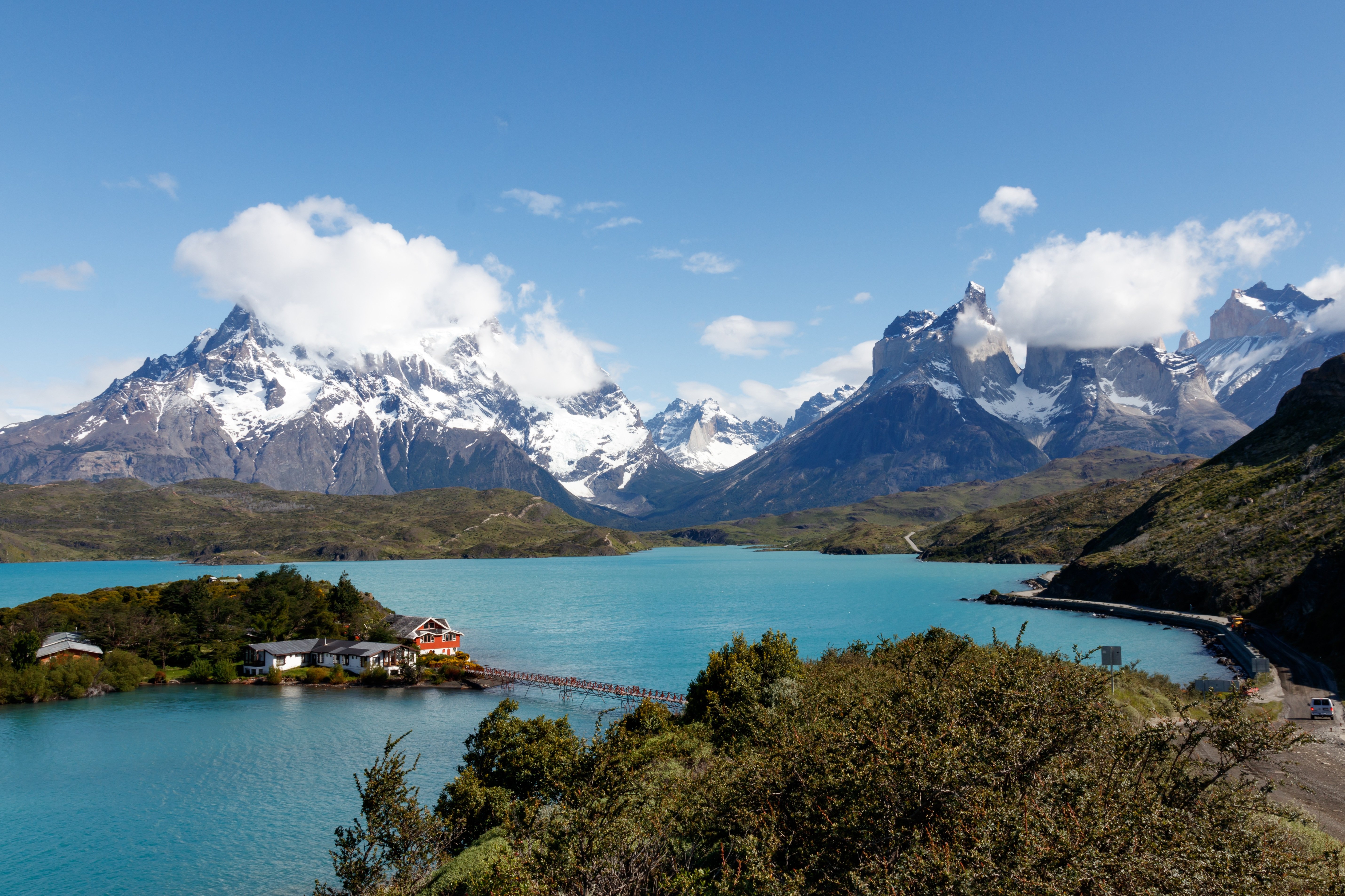 Обои горное озеро Чили горные парки на рабочий стол