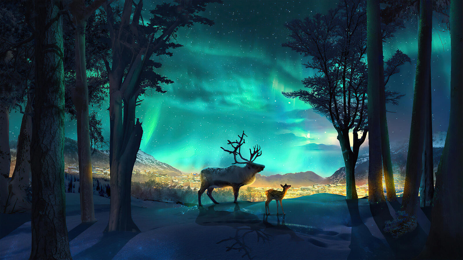 Wallpapers artist deer fantastic landscape on the desktop