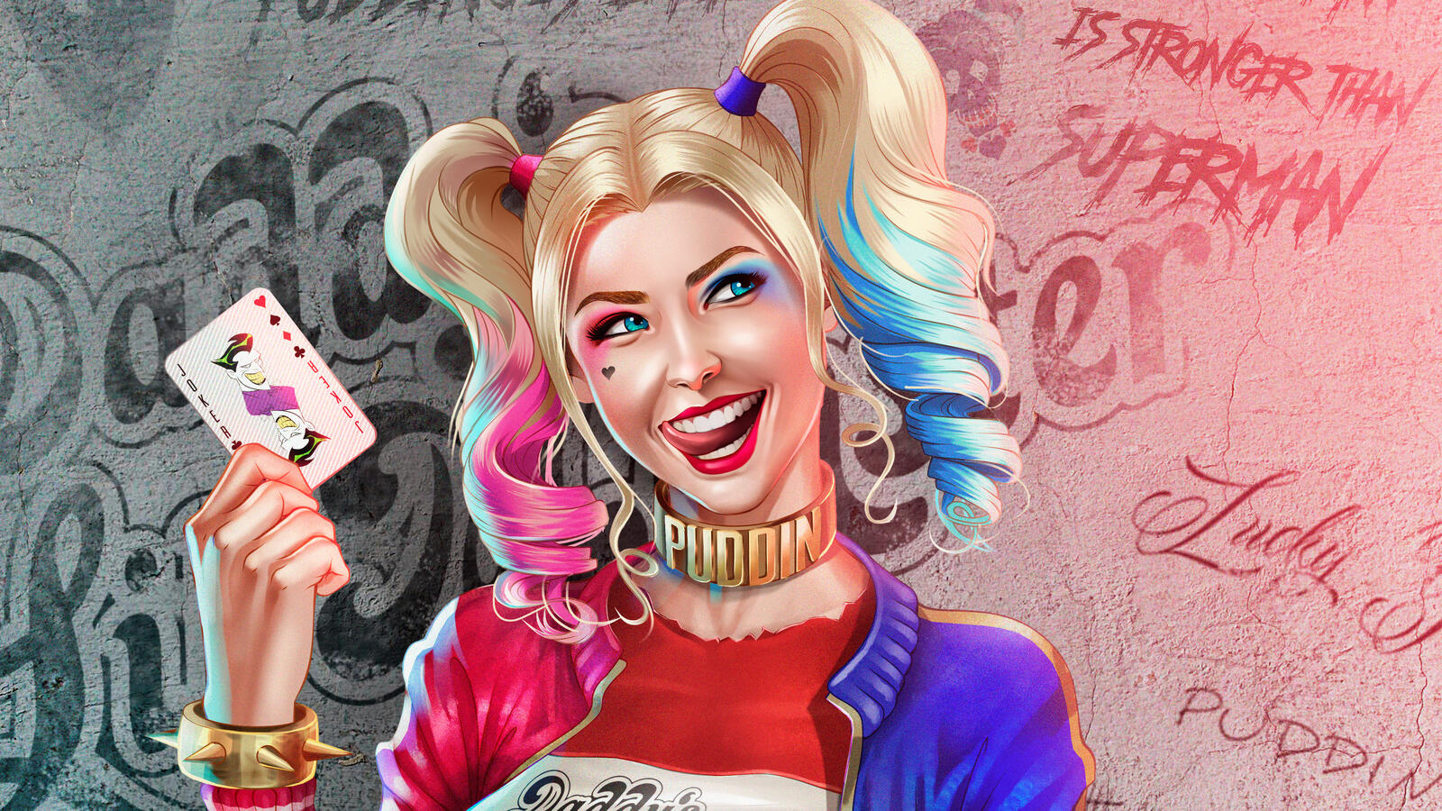 Wallpapers superheroes Harley Quinn digital art on the desktop