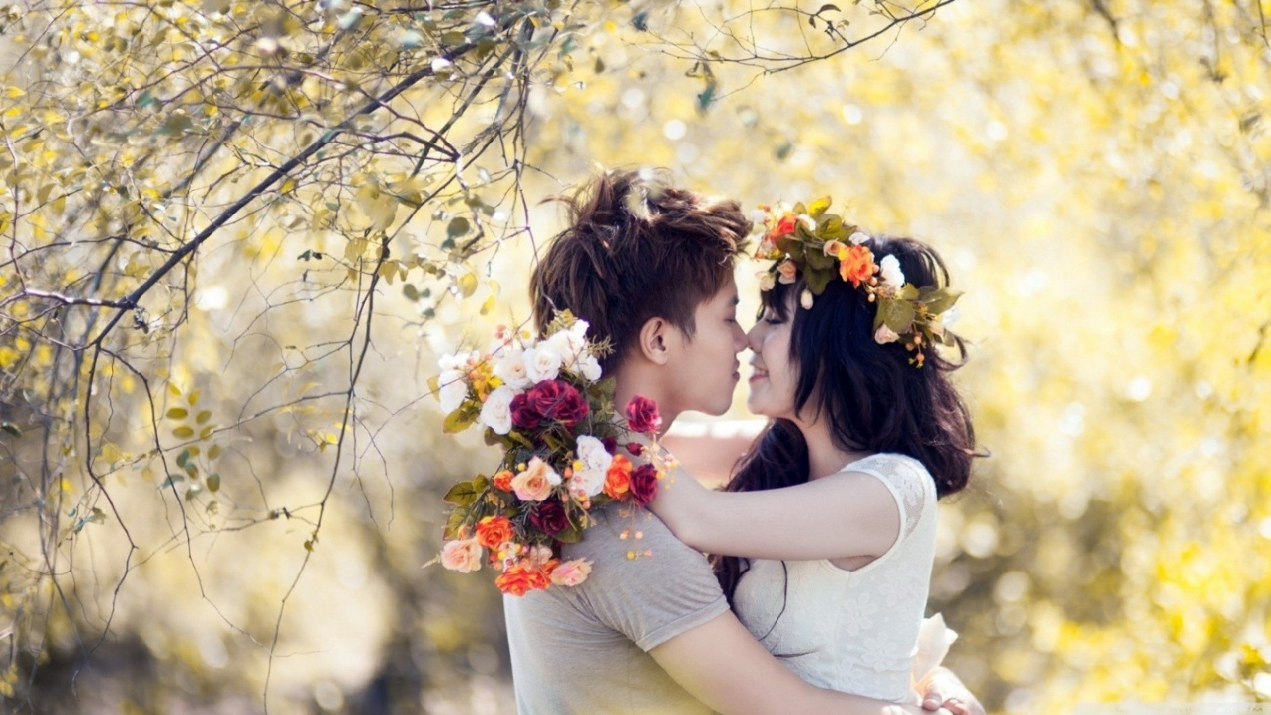 Фото бесплатно пара, цветы, любовь
