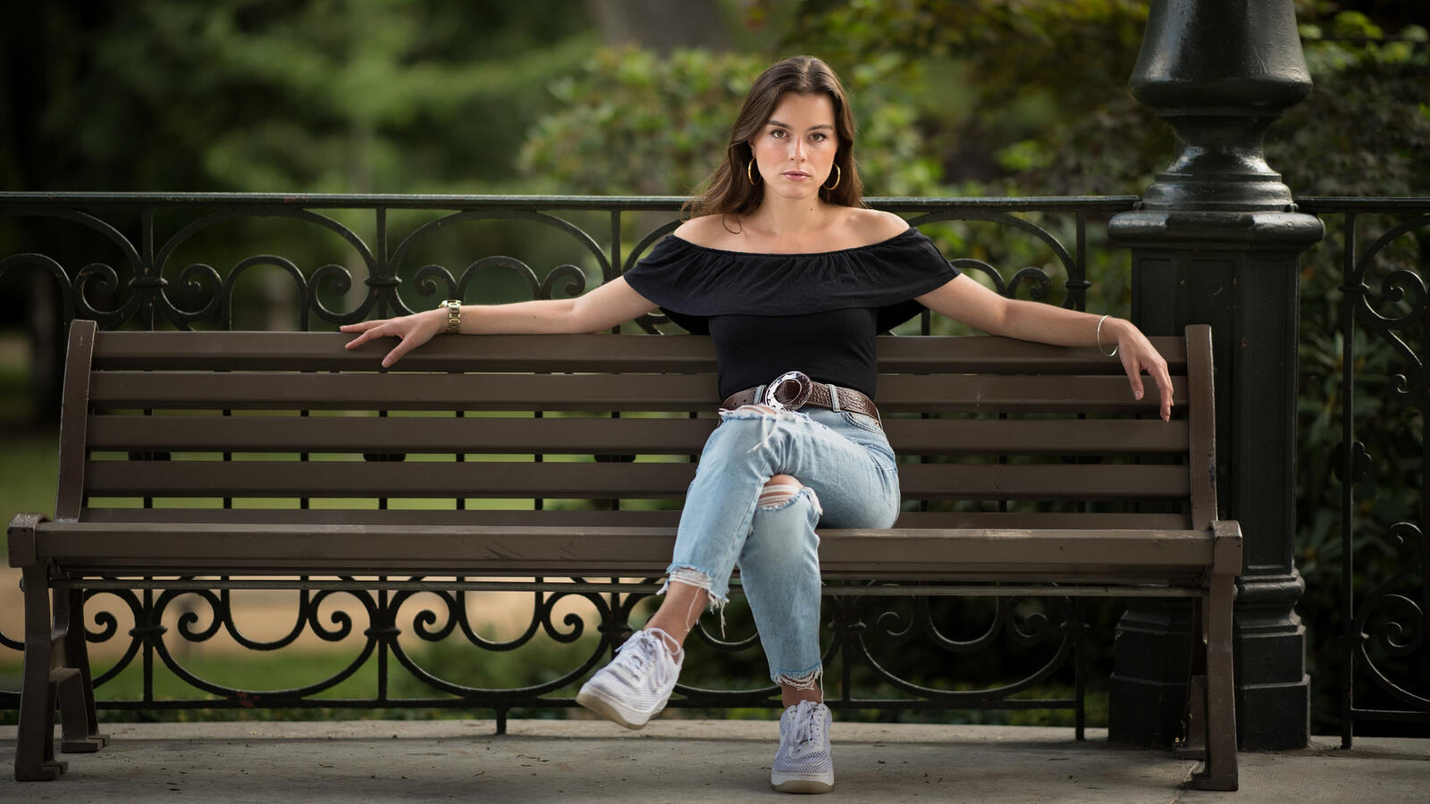Free photo Photo of a girl on a bench