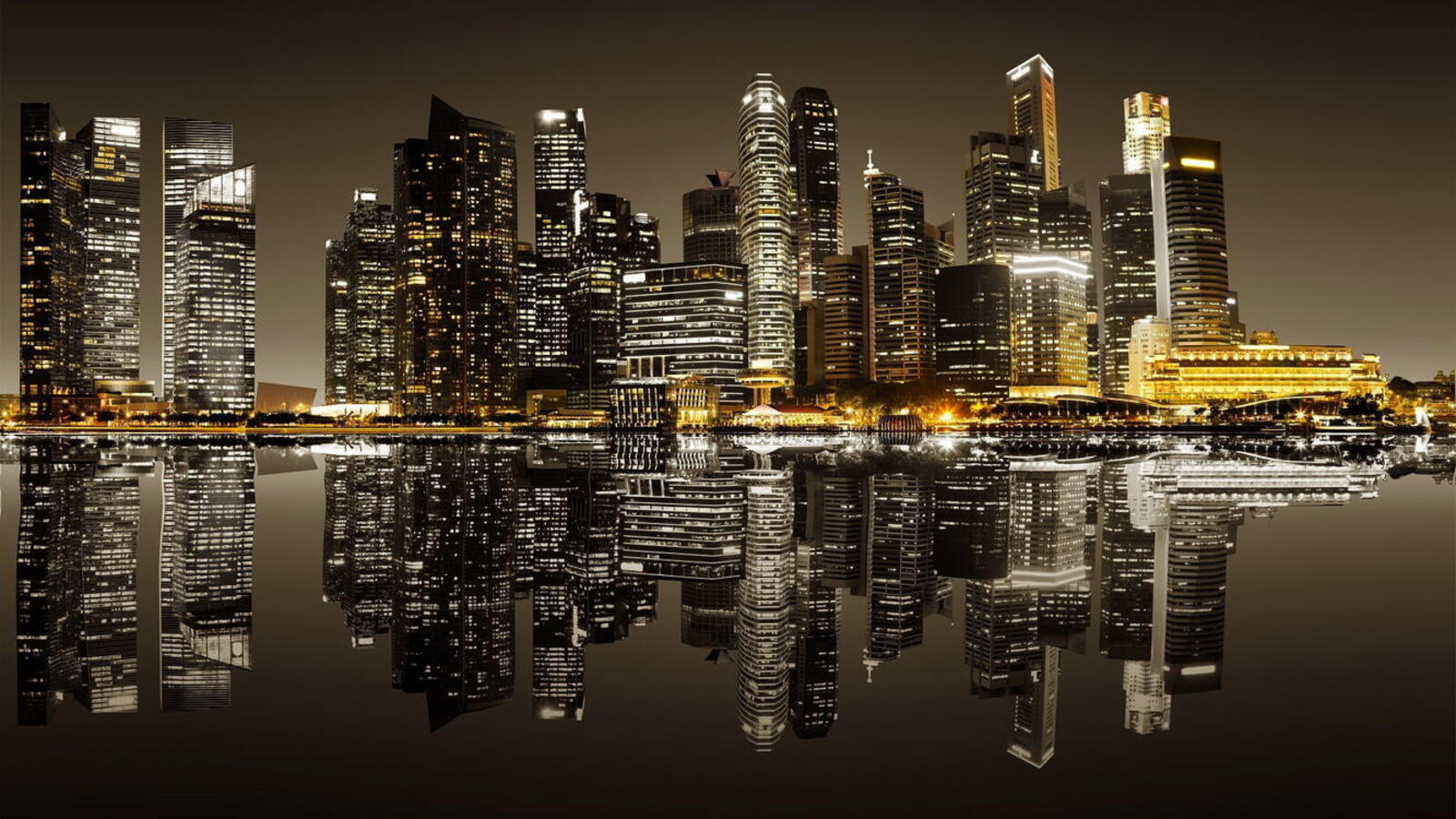Город и отражение в воде