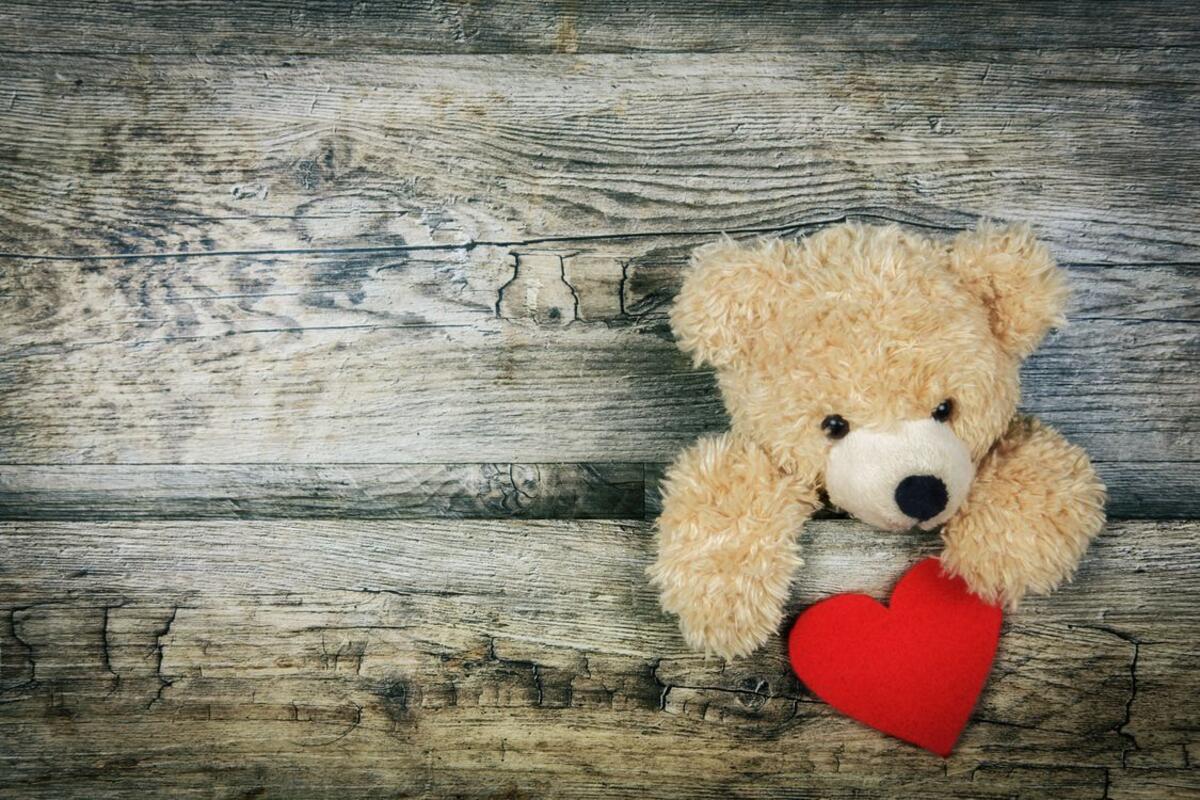 Valentine card and Teddy bear