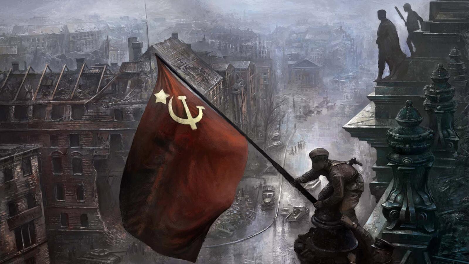 Обои СССР произведение искусства солдат на рабочий стол