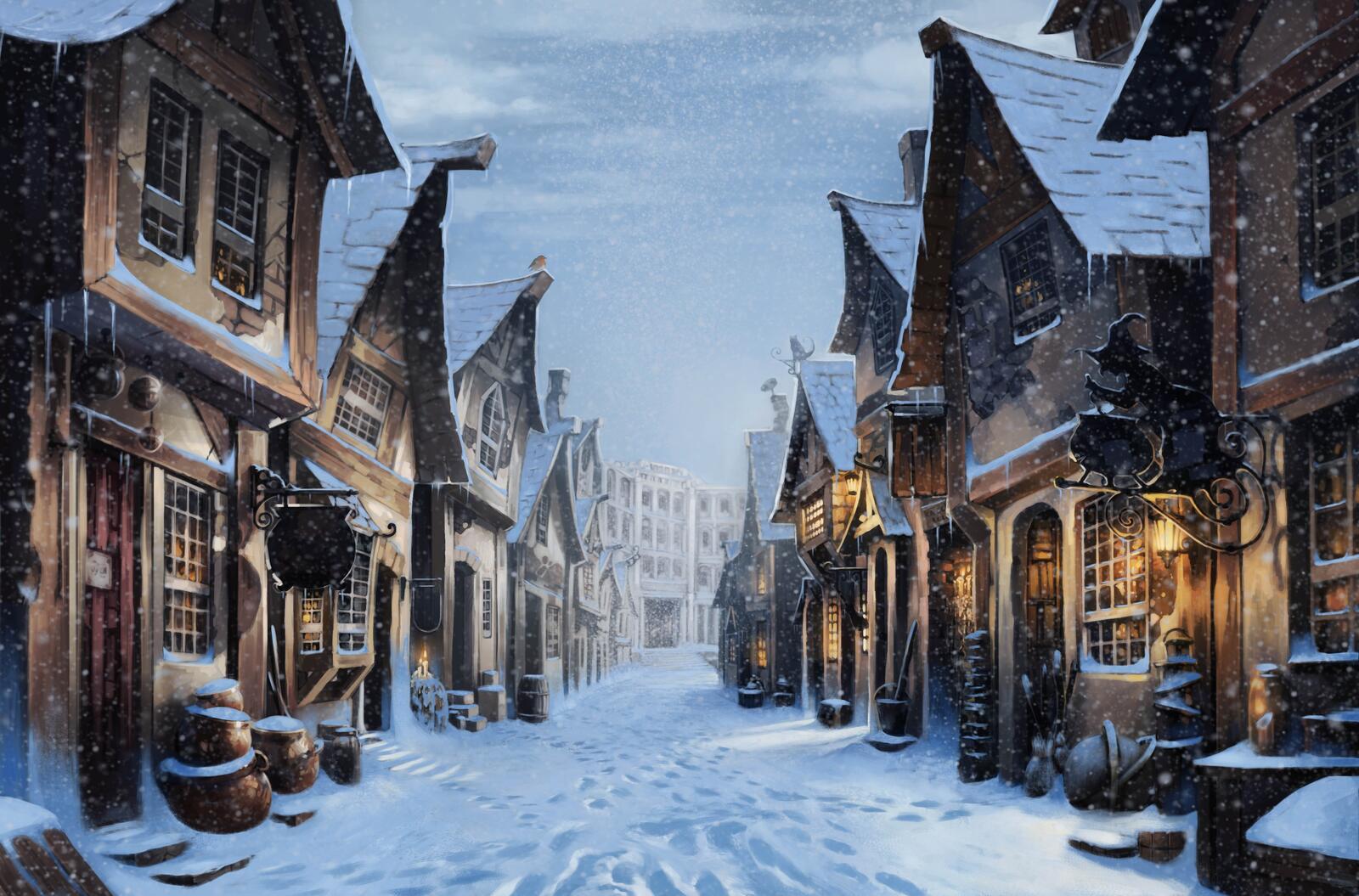 Wallpapers the winter building Harry Potter on the desktop