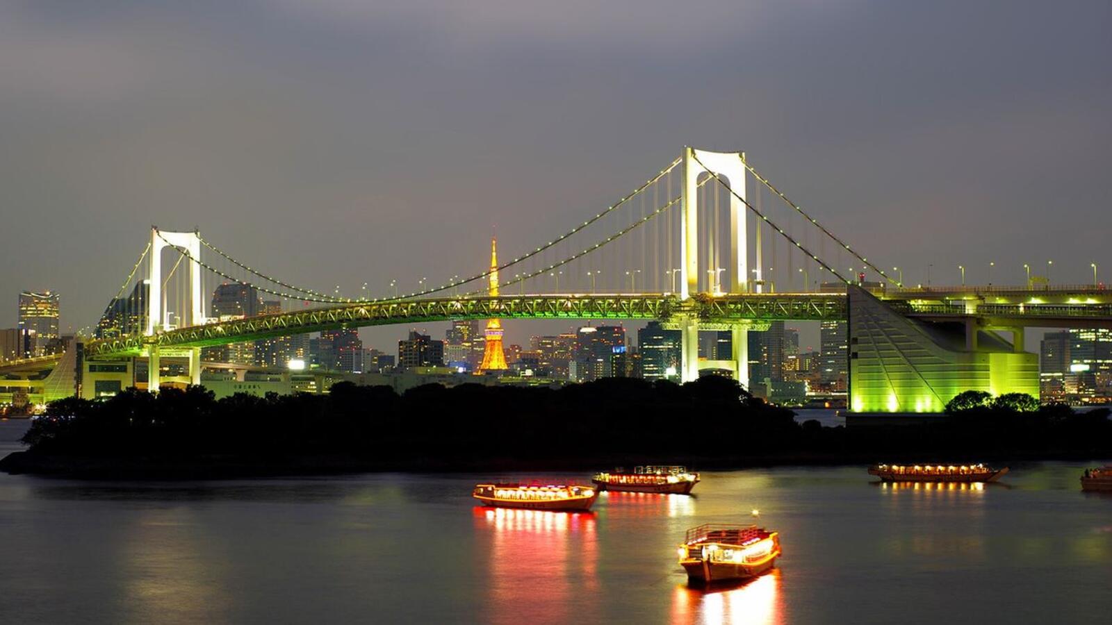 桌面上的壁纸东京 河流 支撑结构
