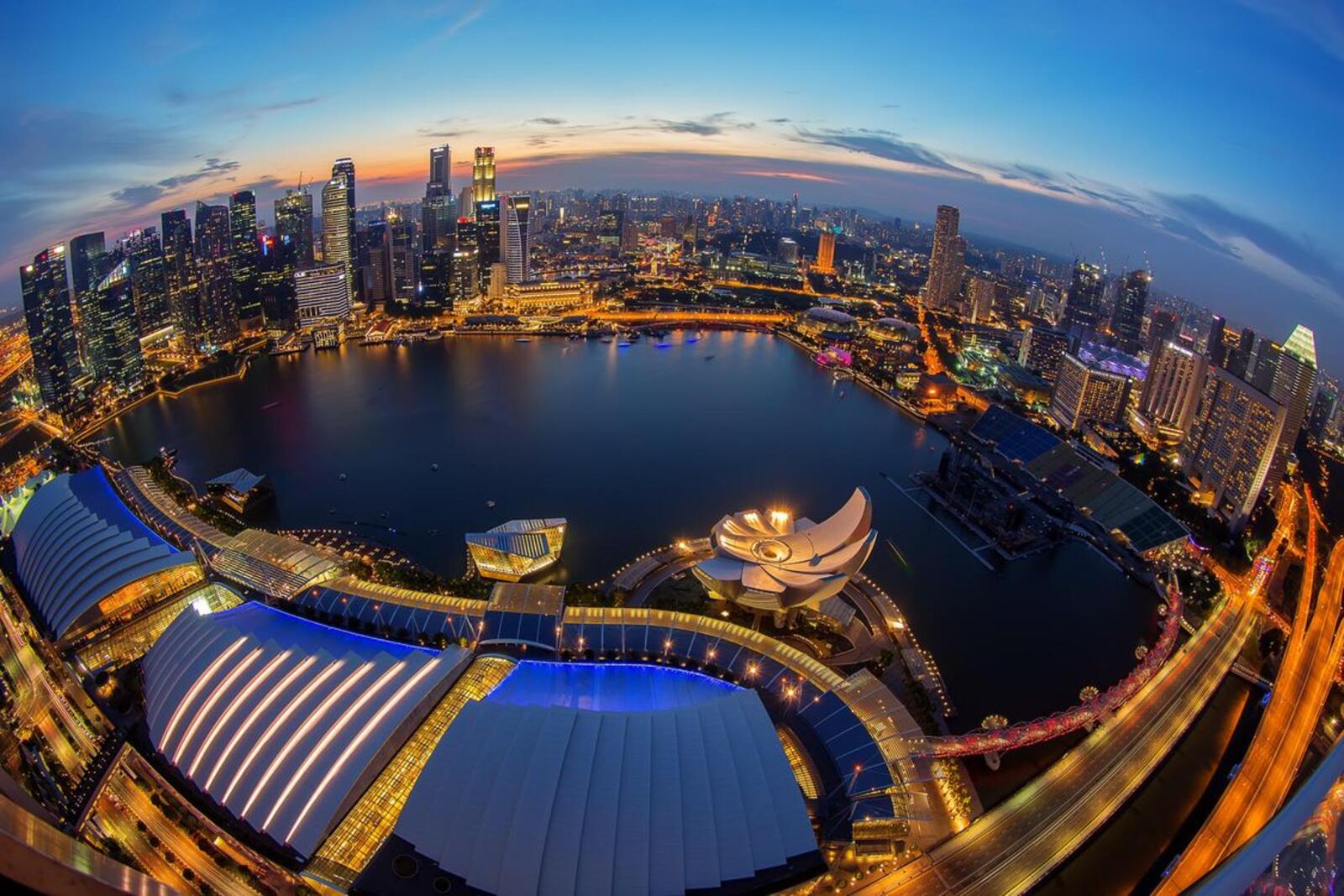 Обои Сингапур ночь город на рабочий стол