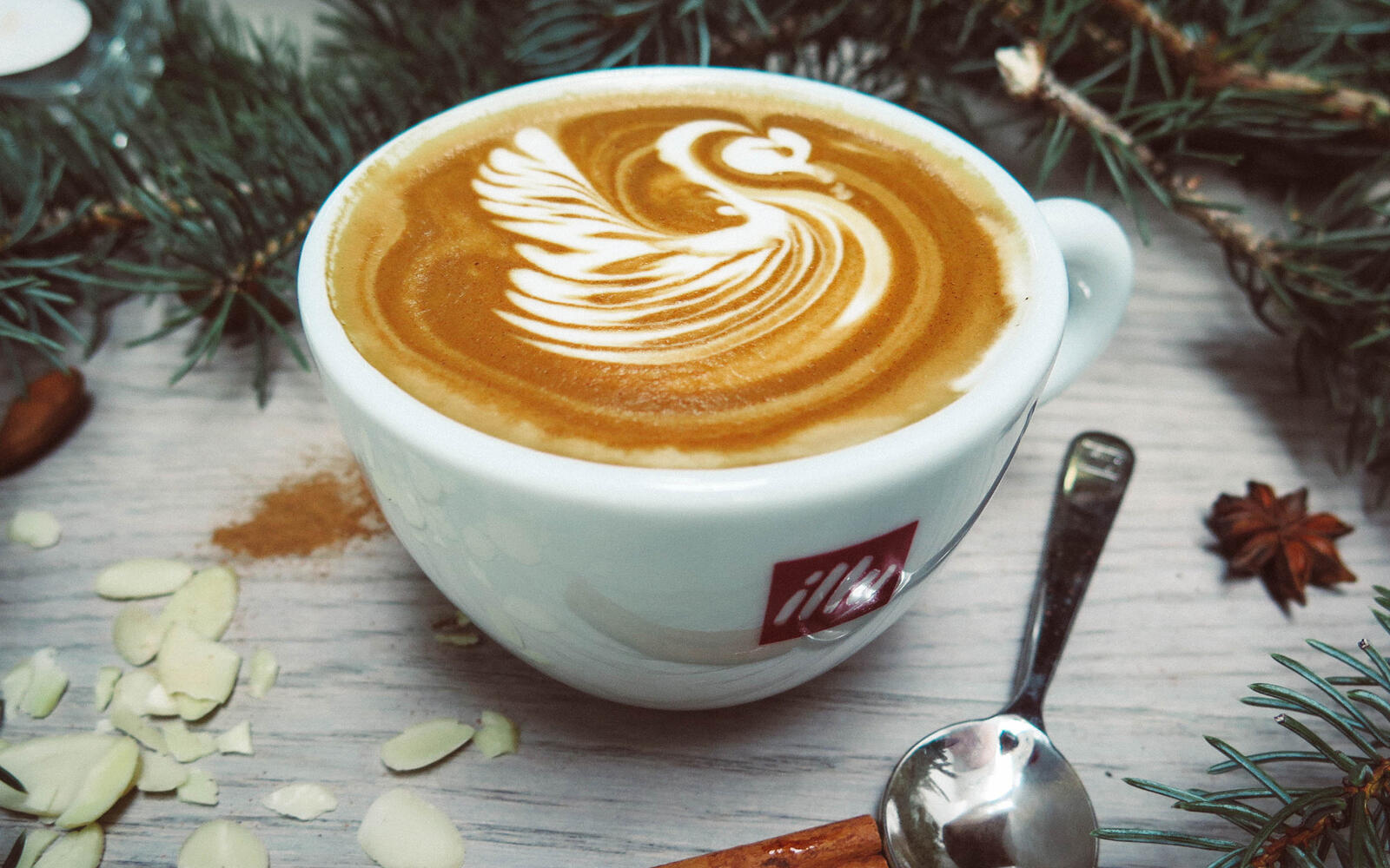 Free photo Swan on cappuccino foam.