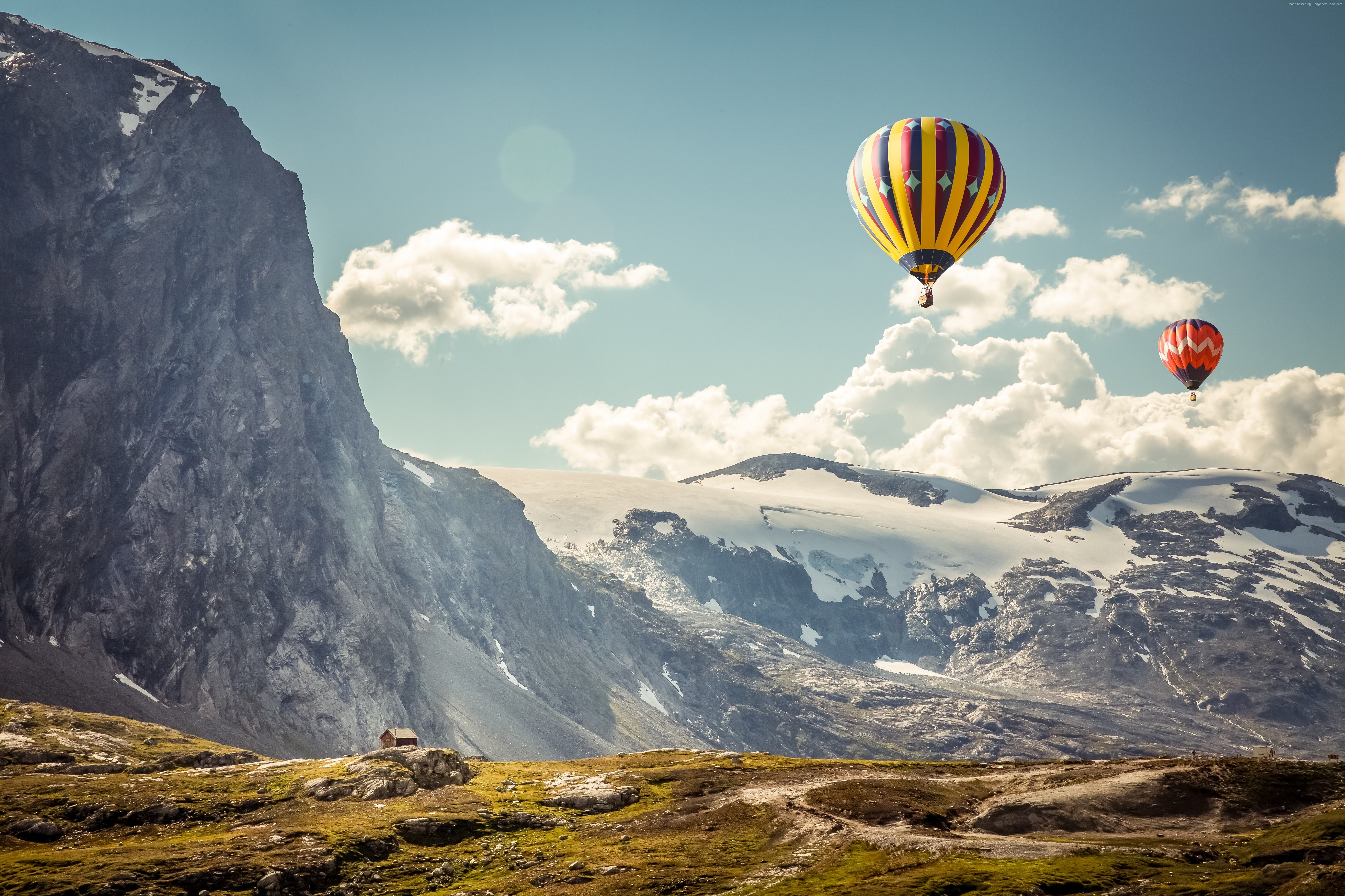 Wallpapers hot air balloons mountain field on the desktop