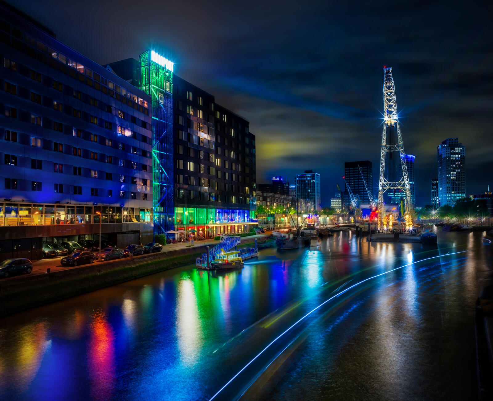 Wallpapers lights night Rotterdam on the desktop