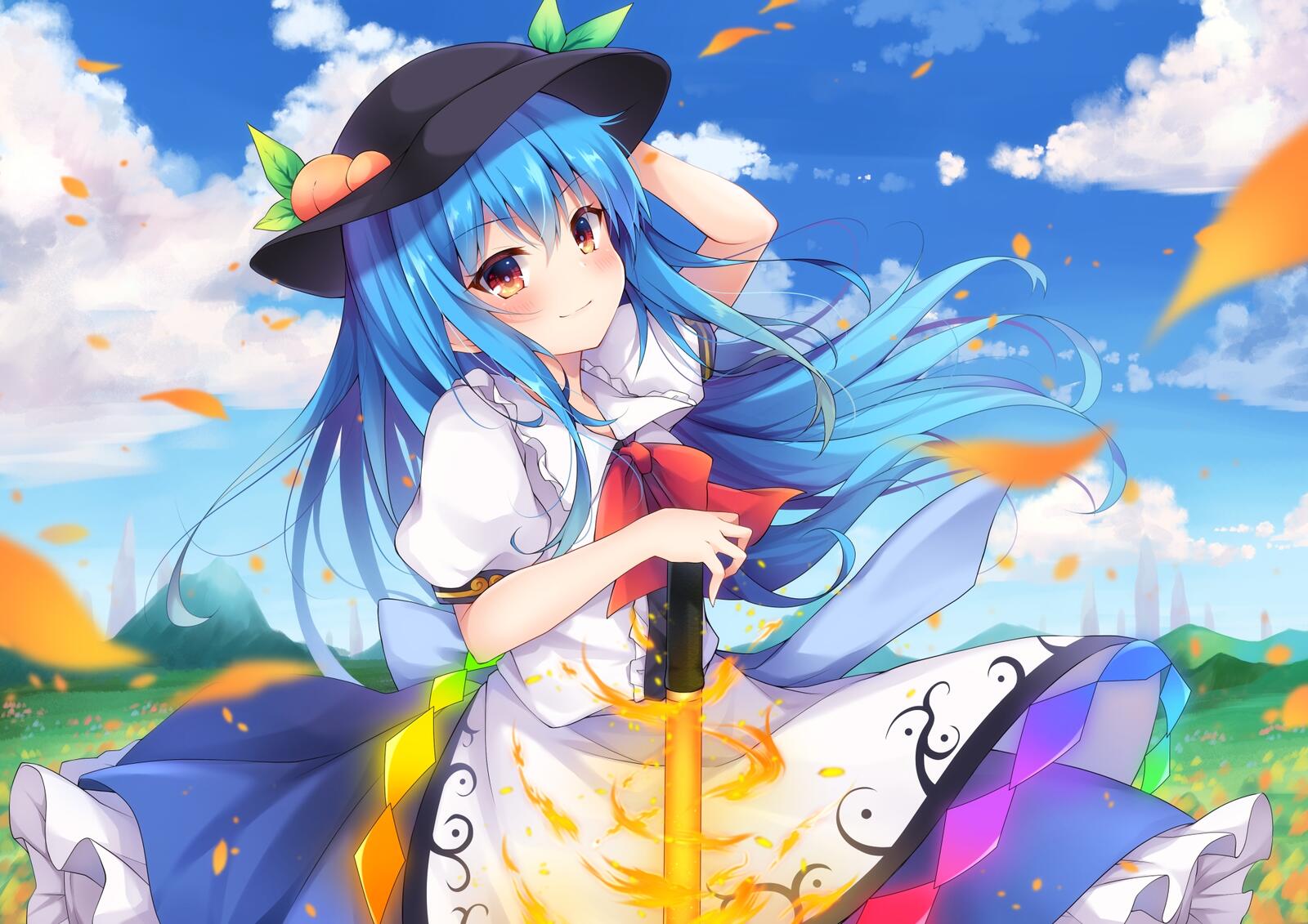 Wallpapers Tansy Hinnawi blue hair Touhou on the desktop