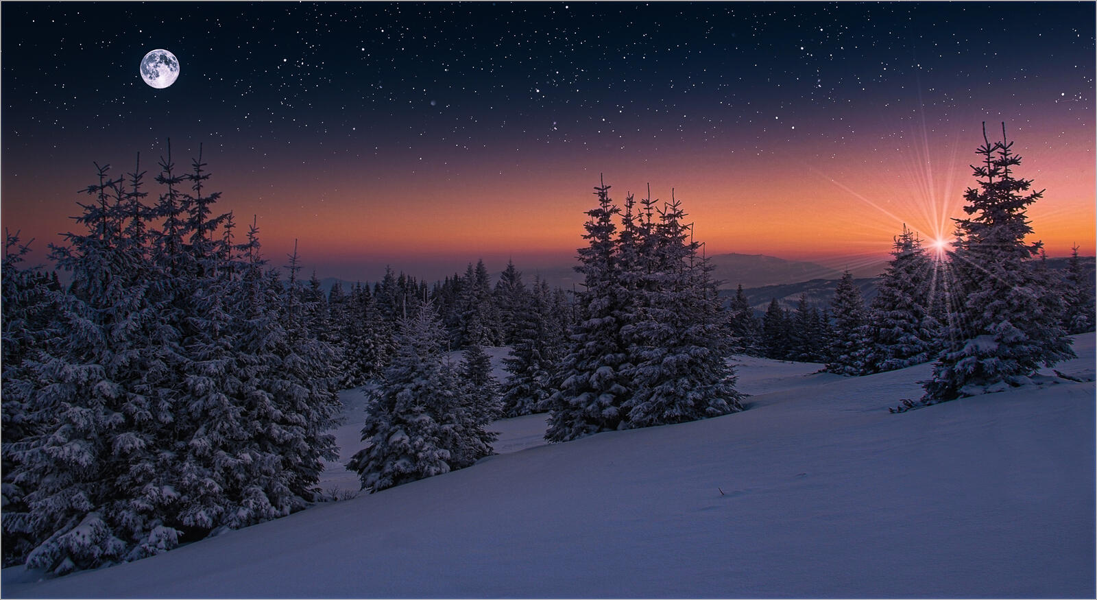 Wallpapers landscape twilight snow on the desktop