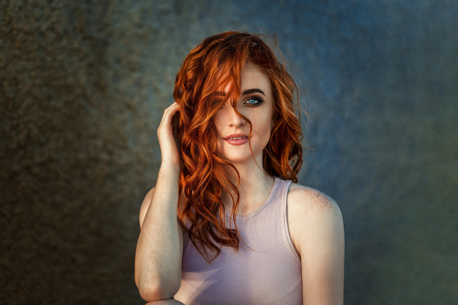 Wallpapers red hair girl curly on the desktop