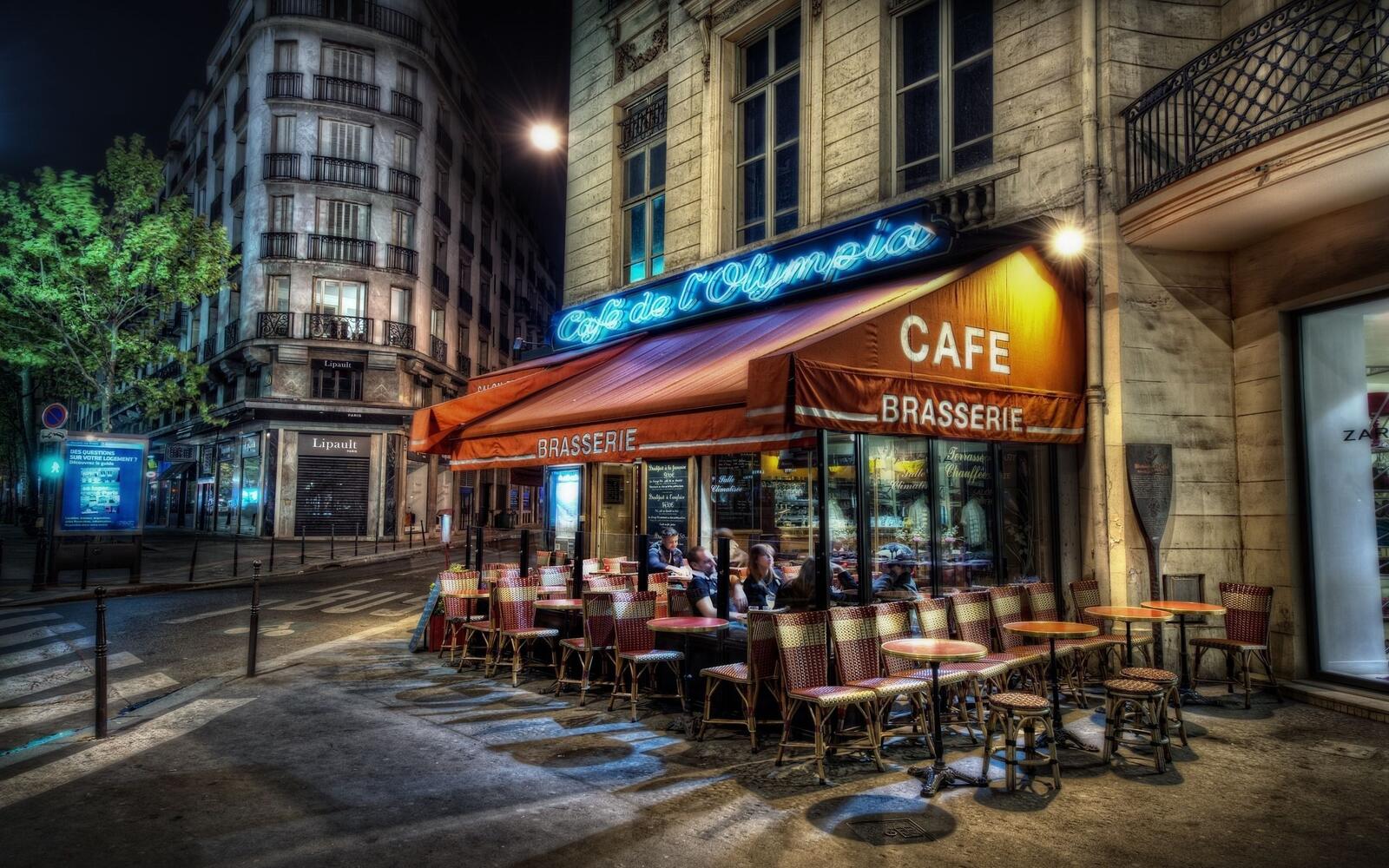 Обои обои париж кафе Франция на рабочий стол