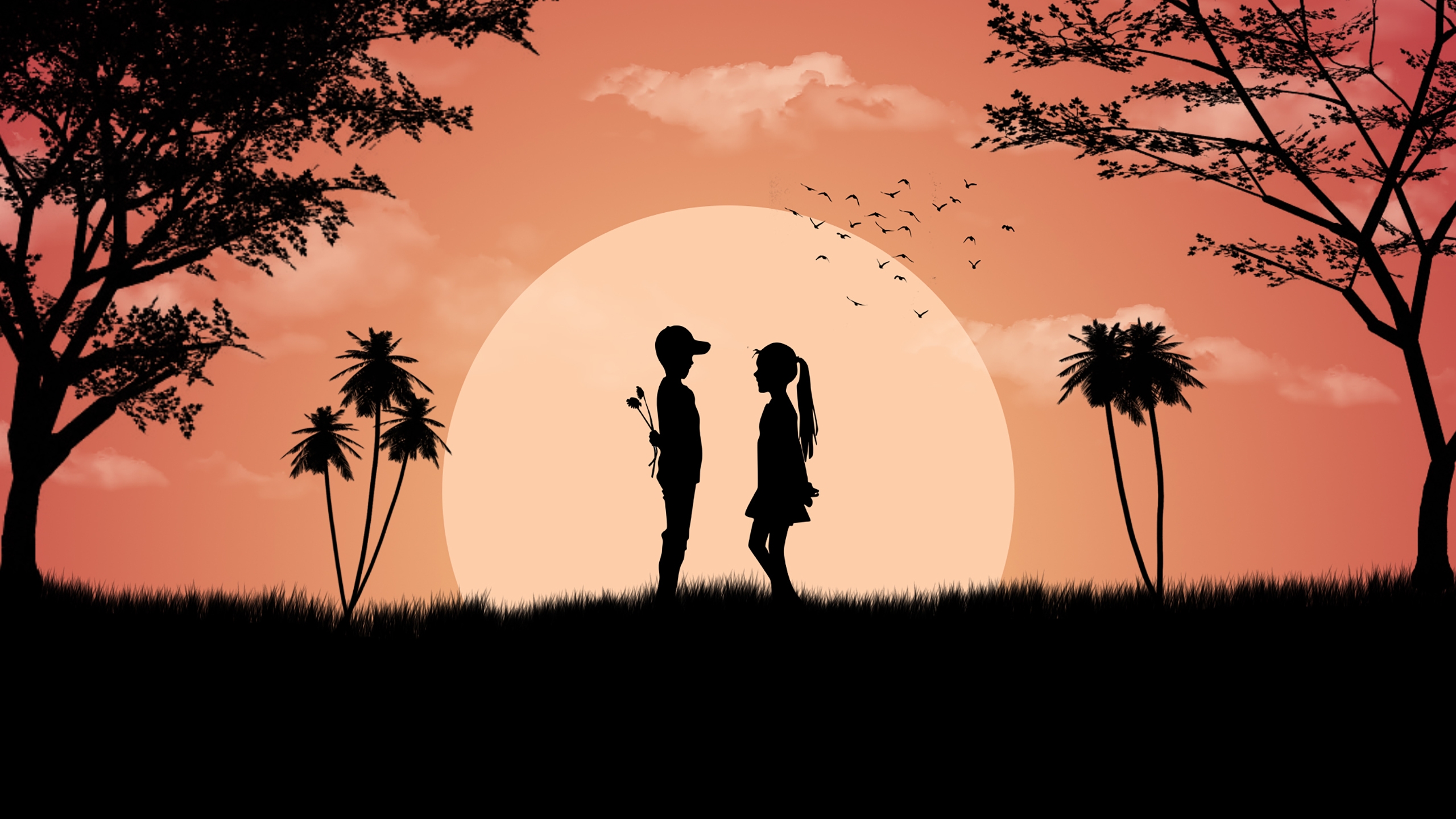 Photo free wallpaper couple, sunset, romance