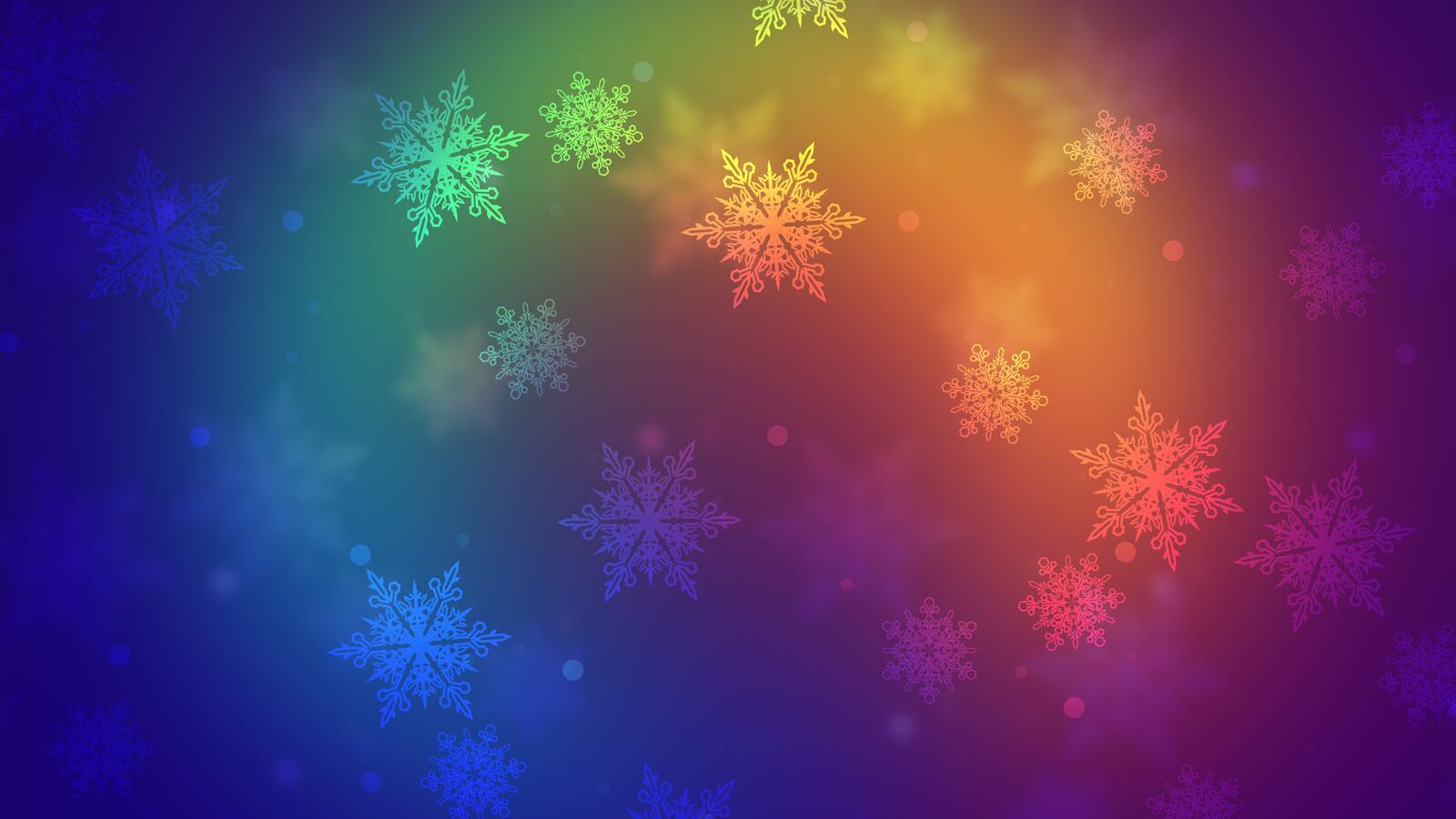 Обои снежинки абстракция цвета радуги на рабочий стол