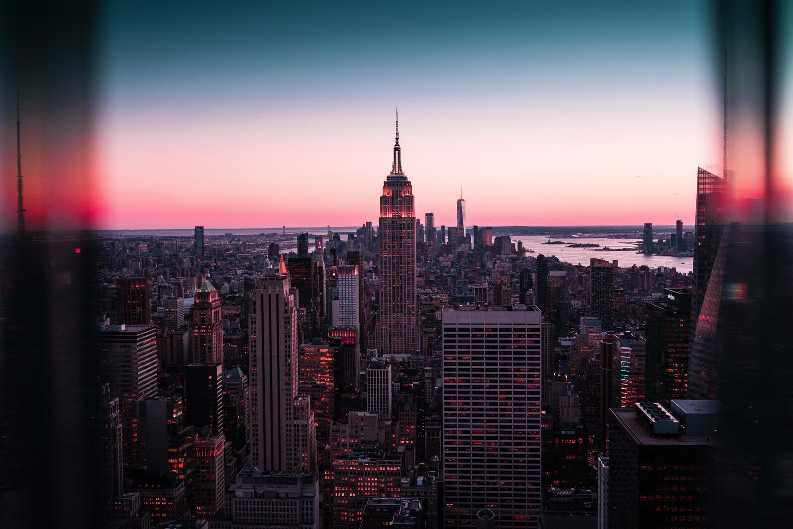 Wallpapers empire state building evening New York on the desktop