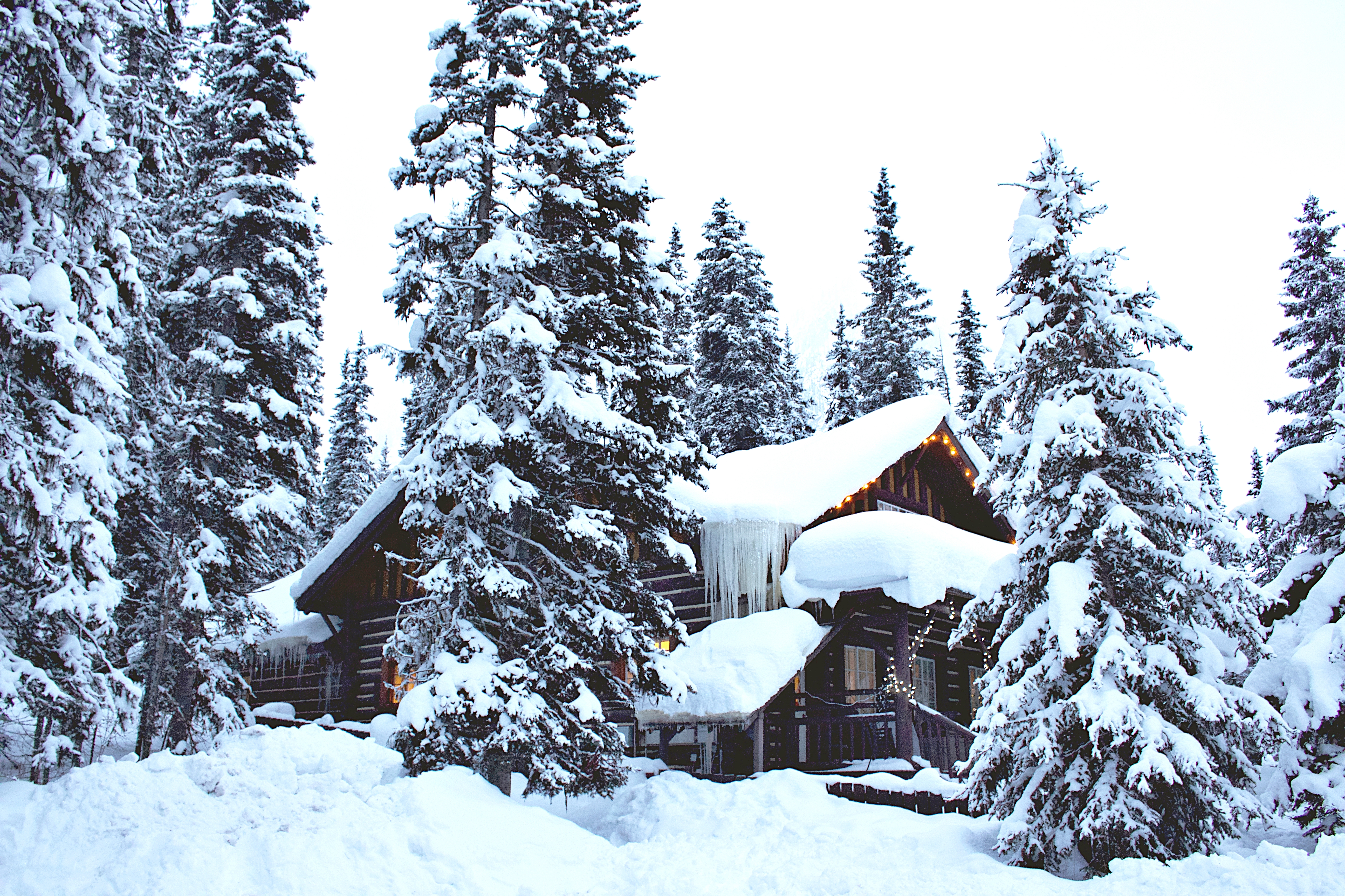 免费照片乡间别墅上的大片雪堆