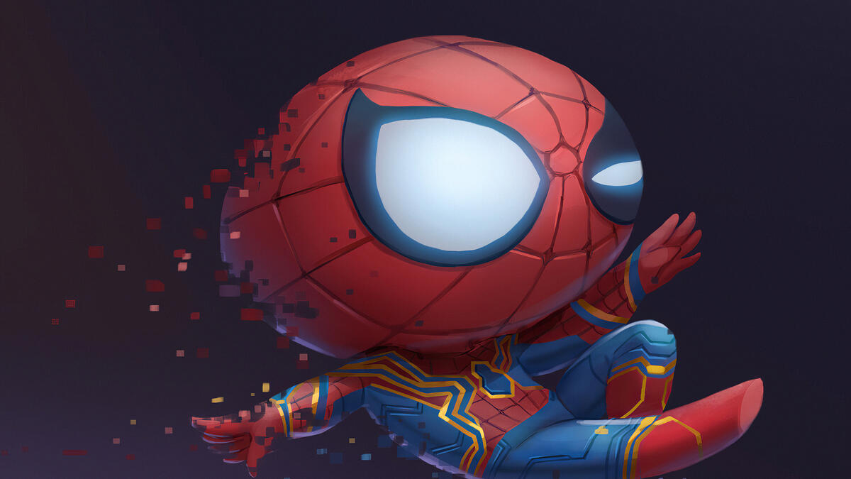 A rendering of a picture of a baby spider-man