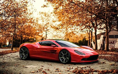 Cool red Aston Martin.