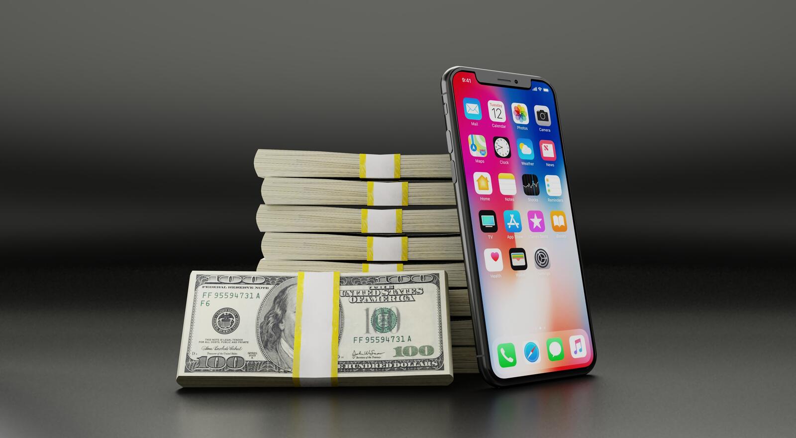Wallpapers iPhone bundles money on the desktop