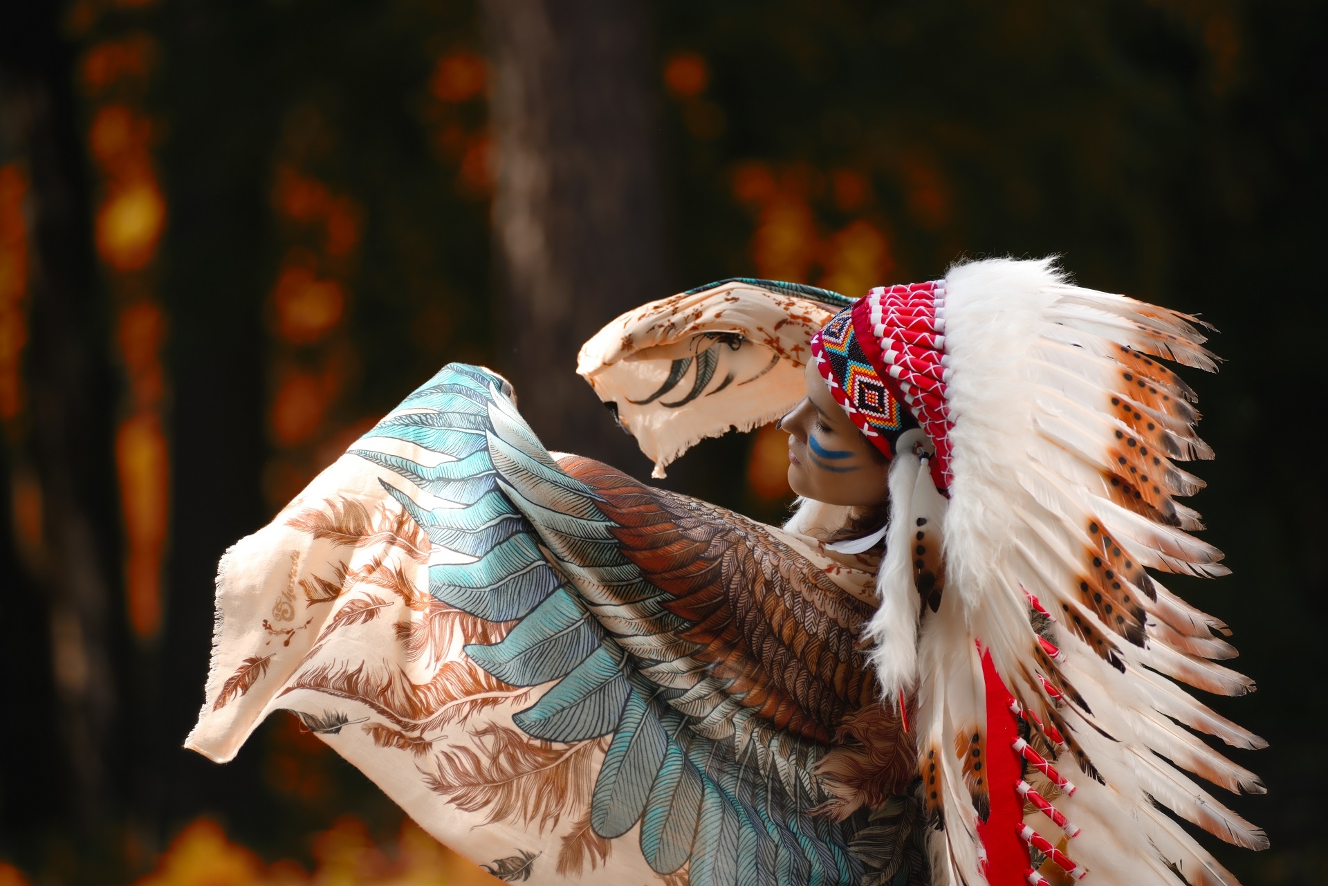Фото бесплатно перья, женщина, обои коренные американцы