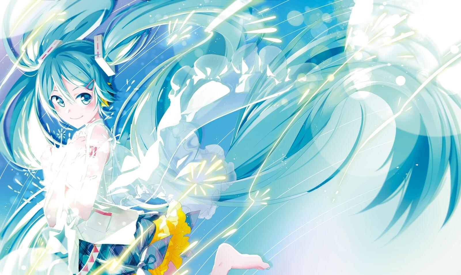 Wallpapers vocaloid aqua hair an anime on the desktop