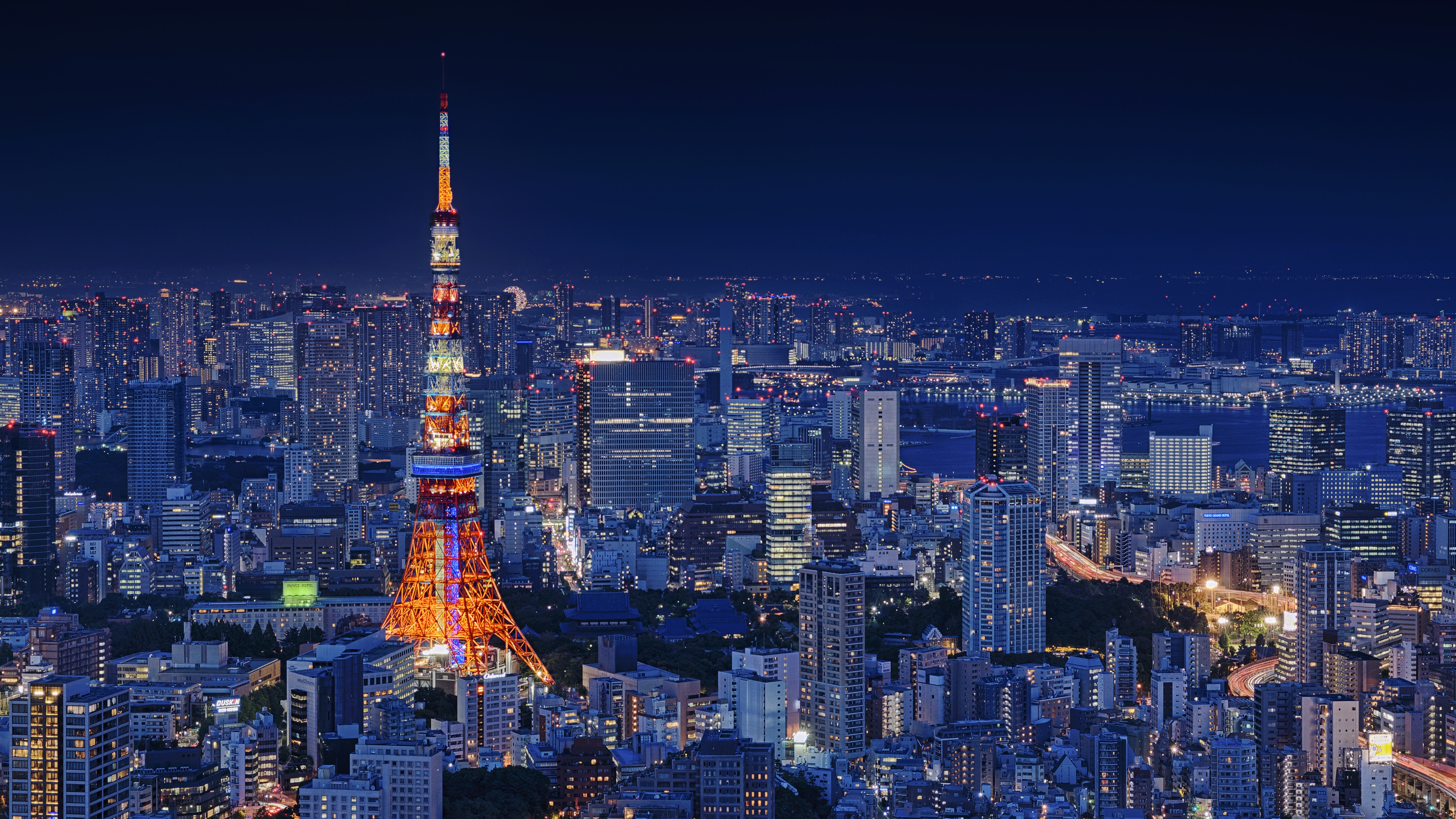 Обои Япония Токио ночь городской пейзаж на рабочий стол