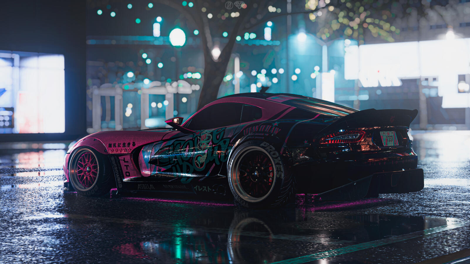 Wallpapers Need For Speed Heat rain view from behind on the desktop