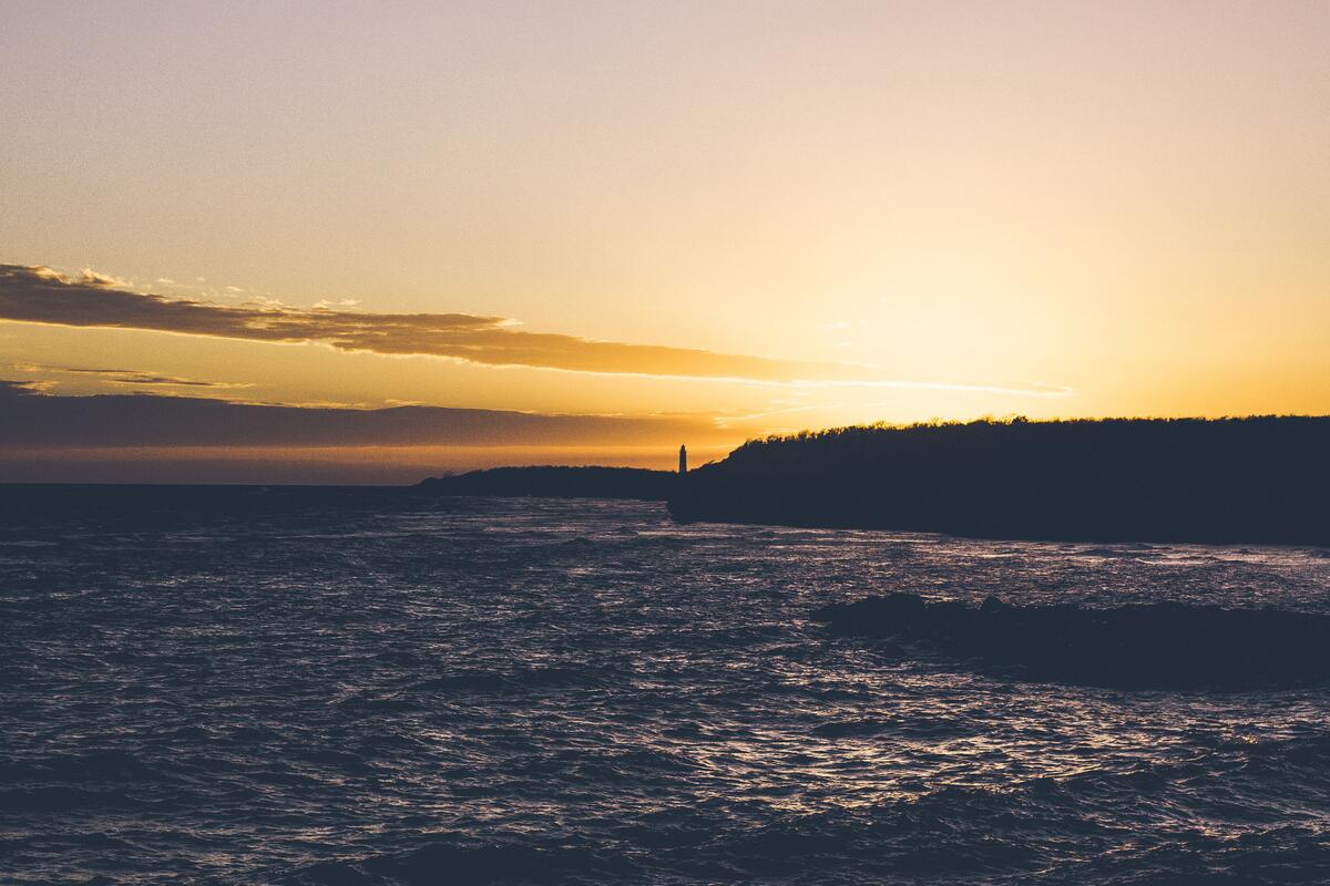 The lighthouse and the sunset