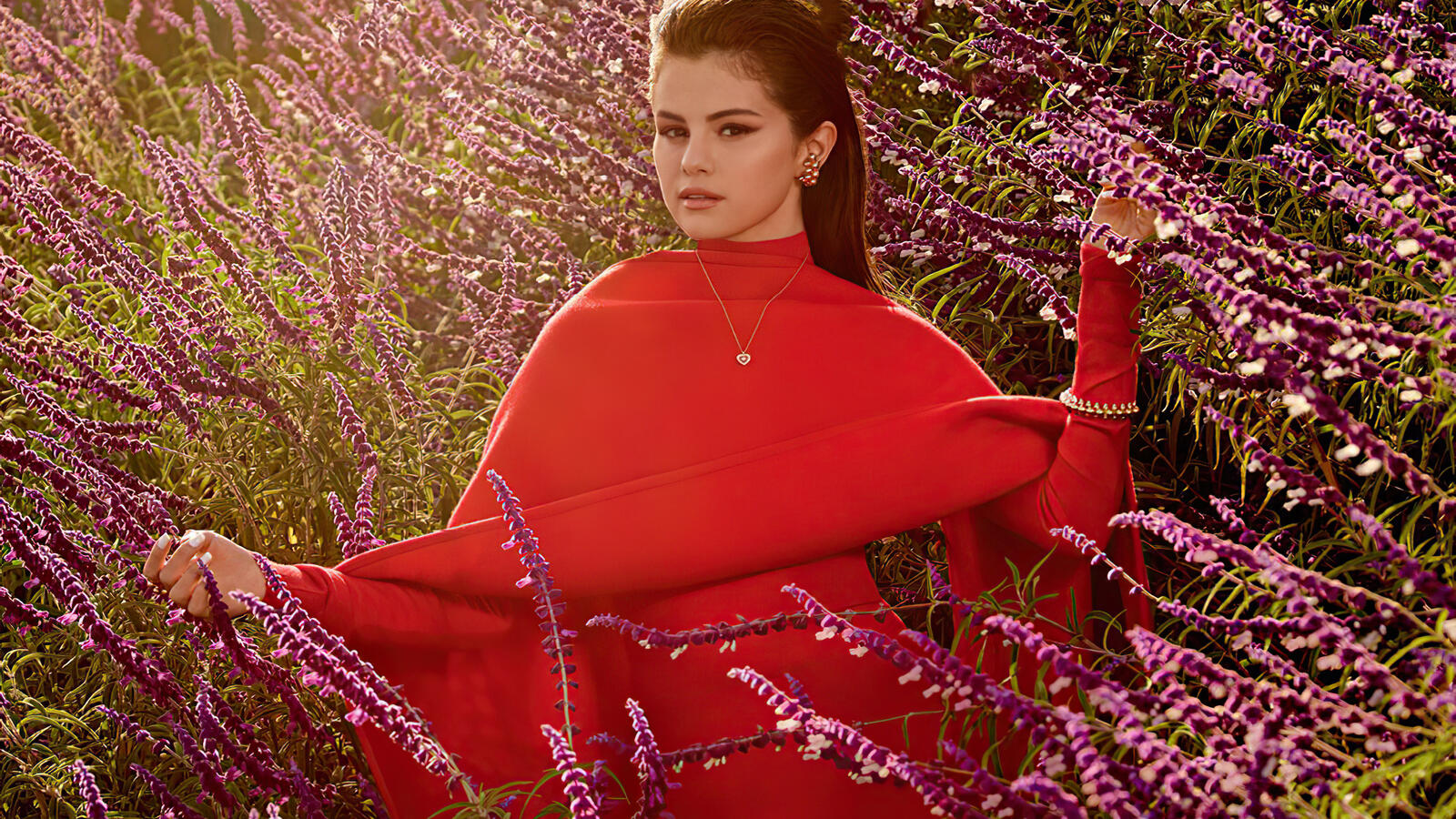 Wallpapers Selena Gomez puma flowers on the desktop