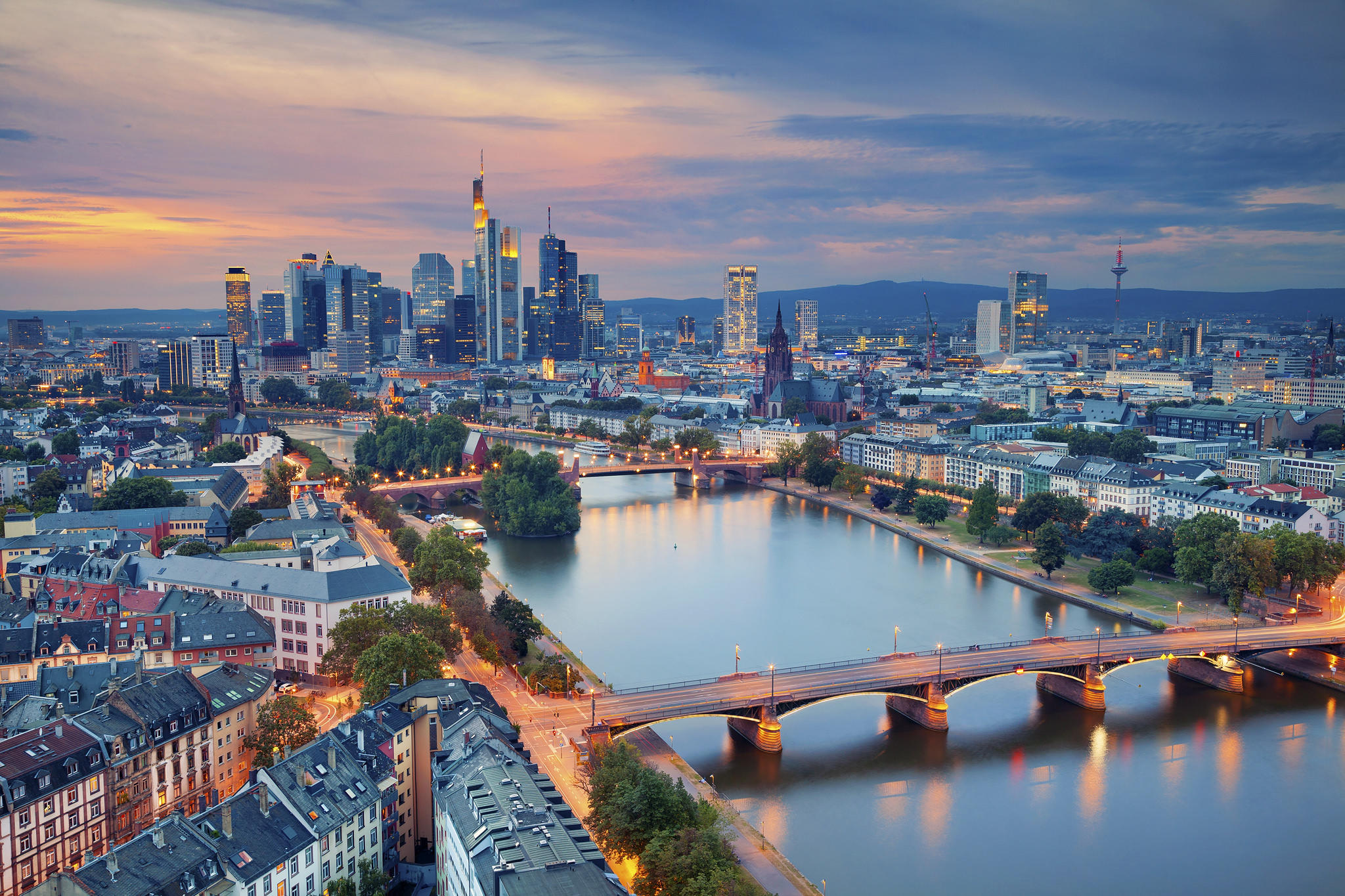 Photo free view from above, Frankfurt am Main, cityscape