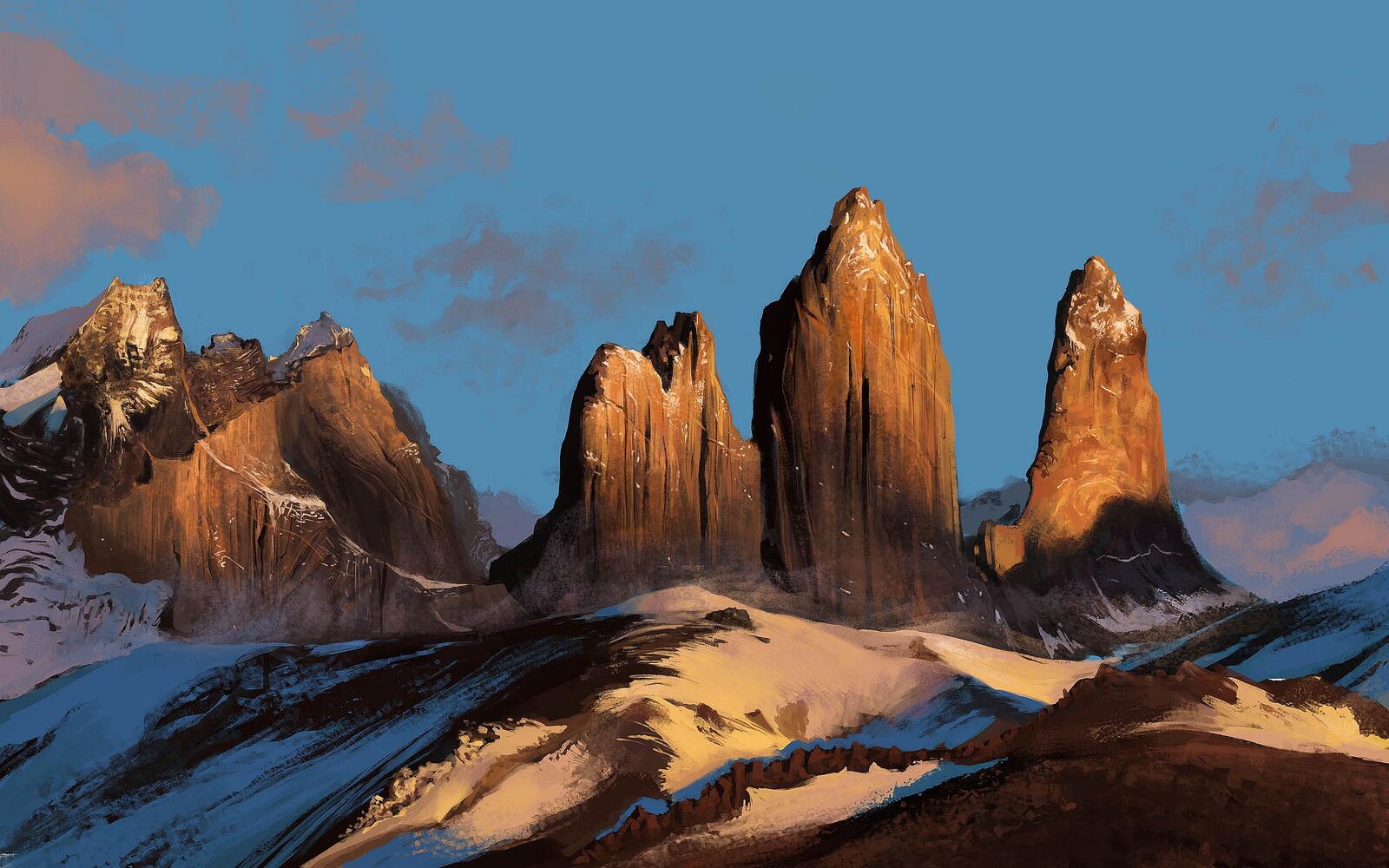 Wallpapers landscape drawing mountains on the desktop